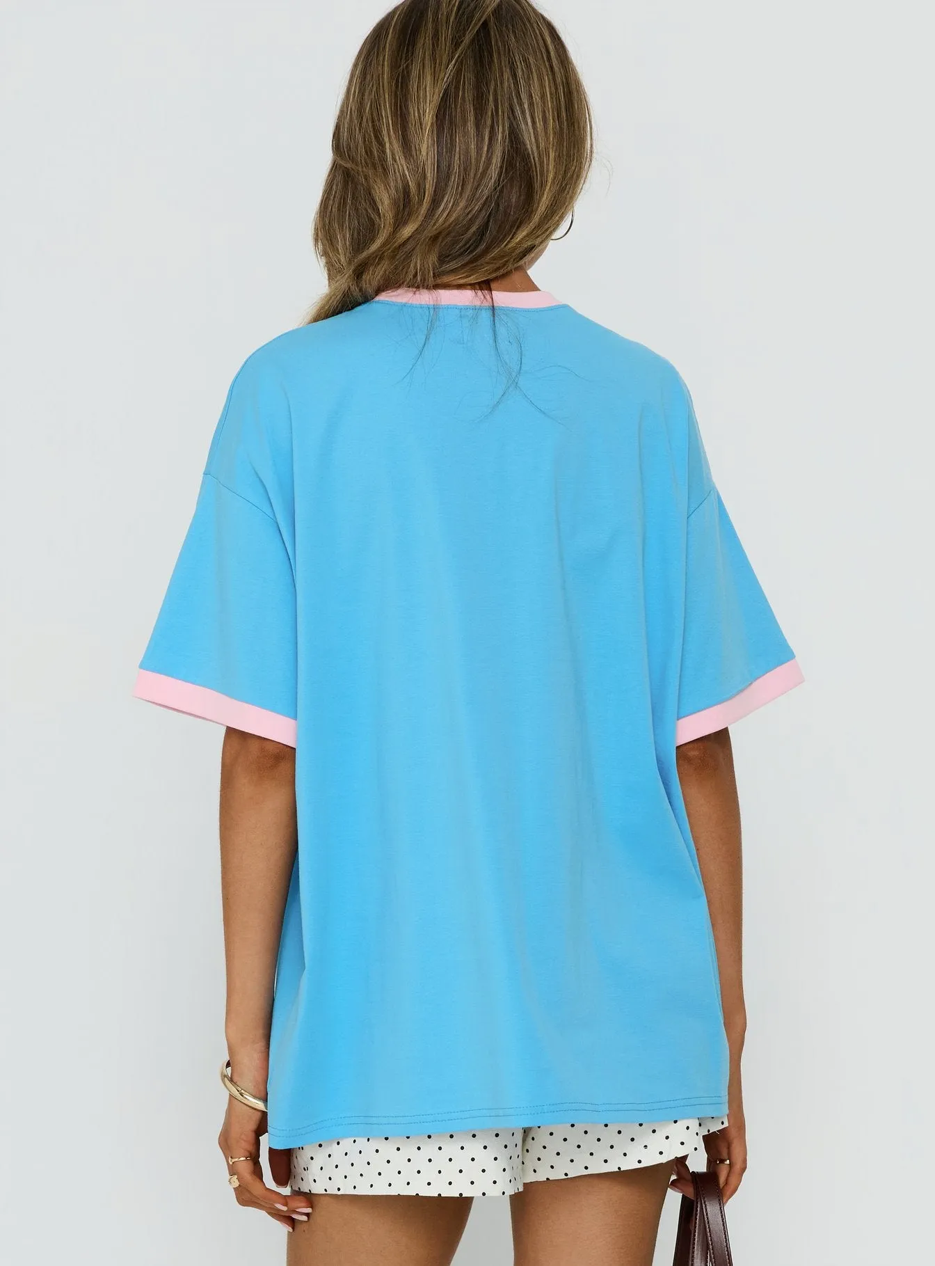 Off the Clock Oversized Graphic Tee Blue / Pink sold by Princess Polly product image thumbnail 5