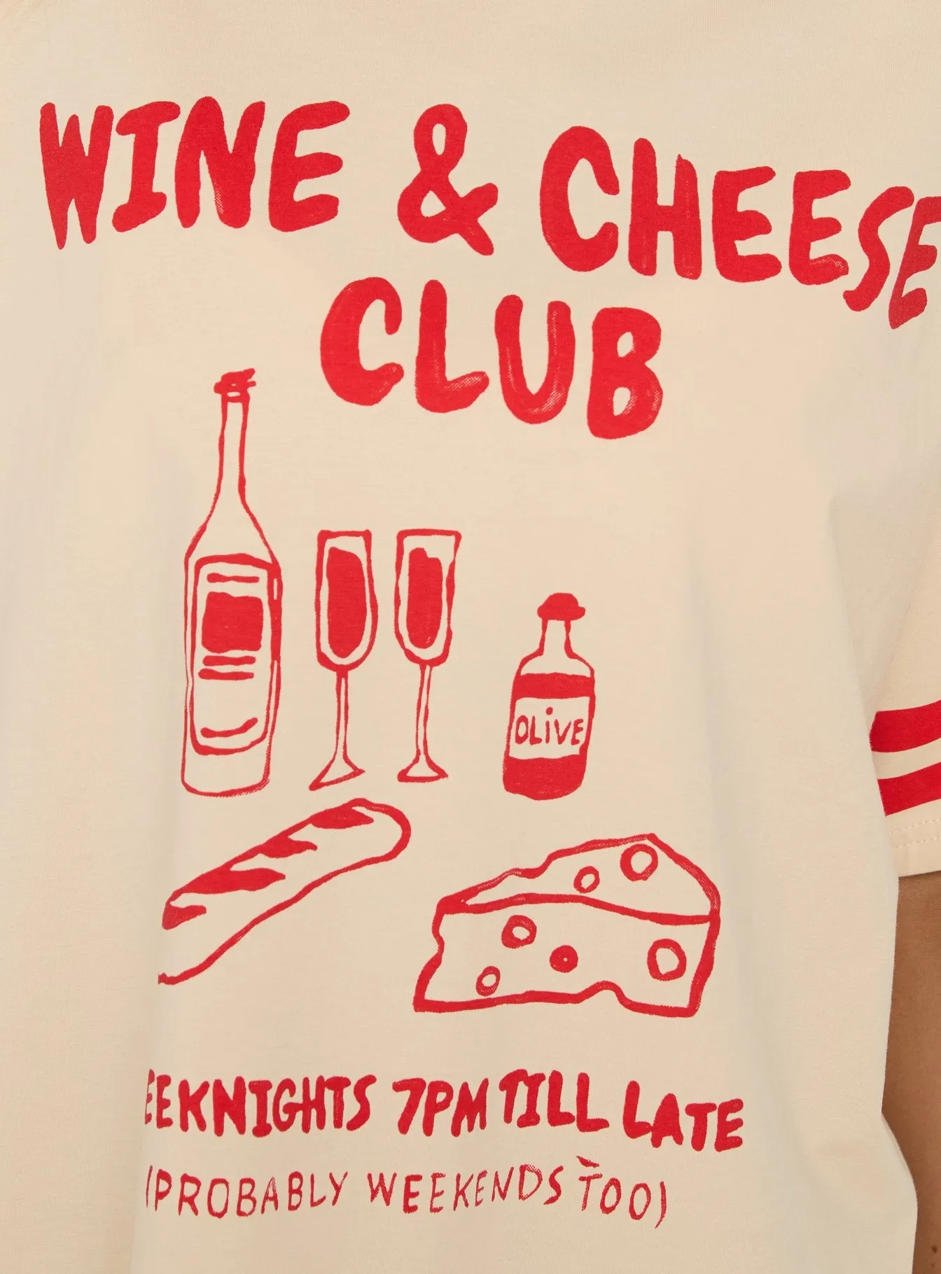 Grazing Club Oversized Graphic Tee Cream / Red sold by Princess Polly product image thumbnail 5