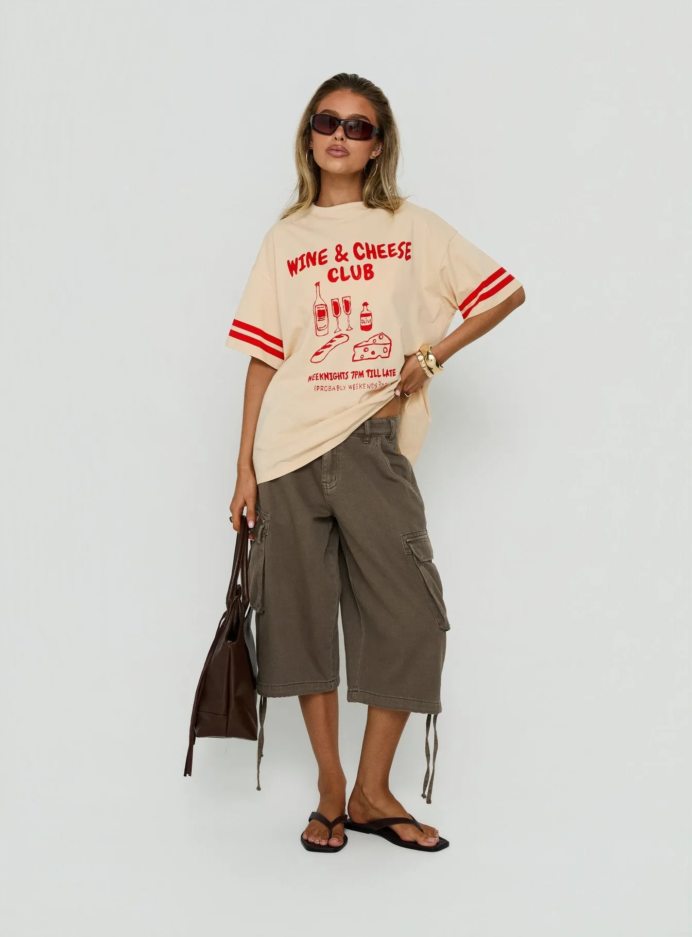 Grazing Club Oversized Graphic Tee Cream / Red sold by Princess Polly product image thumbnail 2