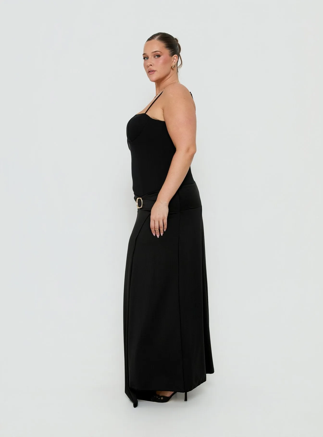Nola Hardware Slit Maxi Skirt Black Curve sold by Princess Polly product image thumbnail 4