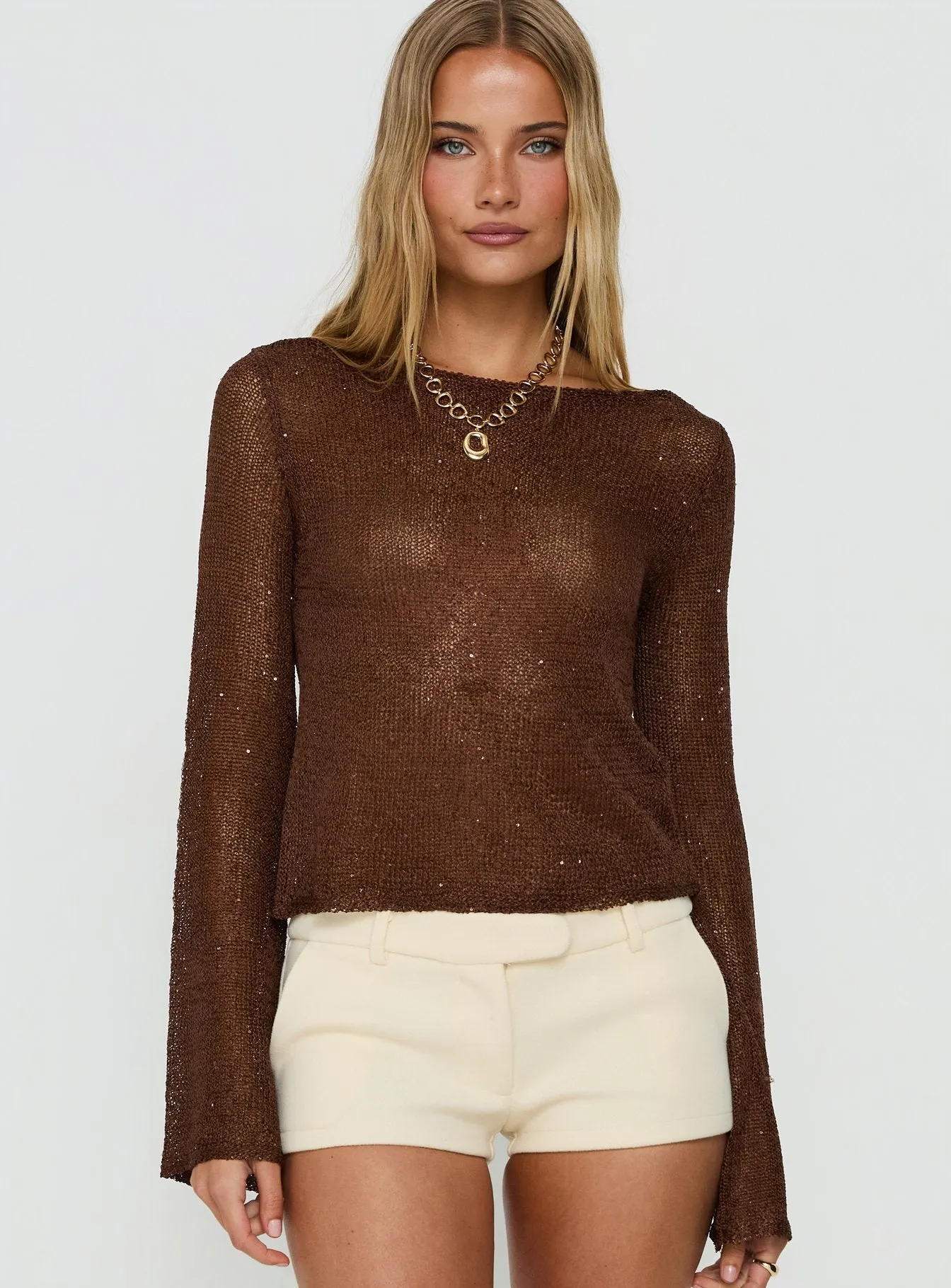 Evanne Long Sleeve Knit Top Brown sold by Princess Polly product image thumbnail 2