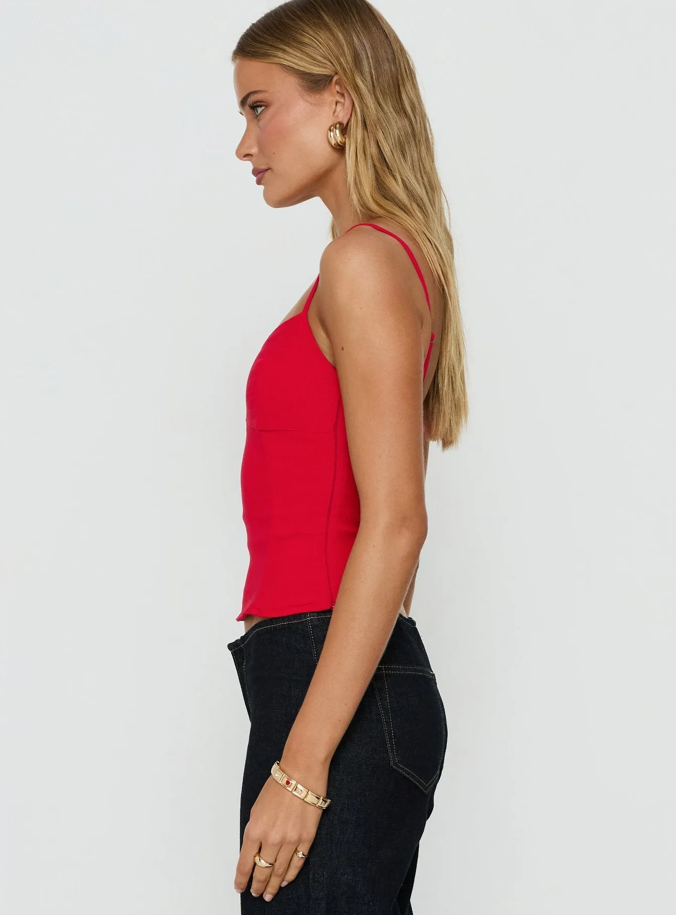 Elanah Structured Cami Top Red sold by Princess Polly product image thumbnail 4