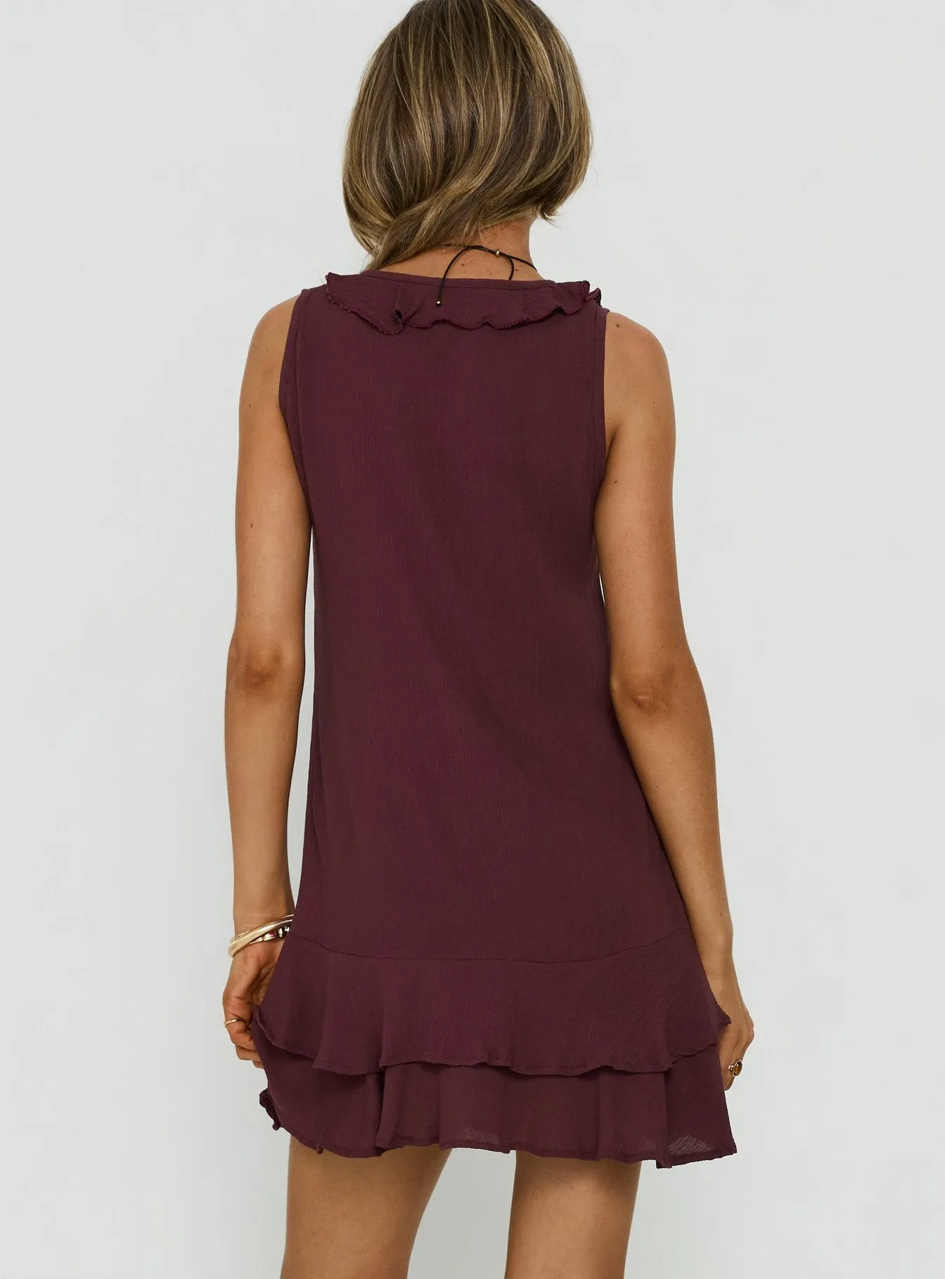 Swade Mini Dress Crinkle Plum sold by Princess Polly product image thumbnail 5