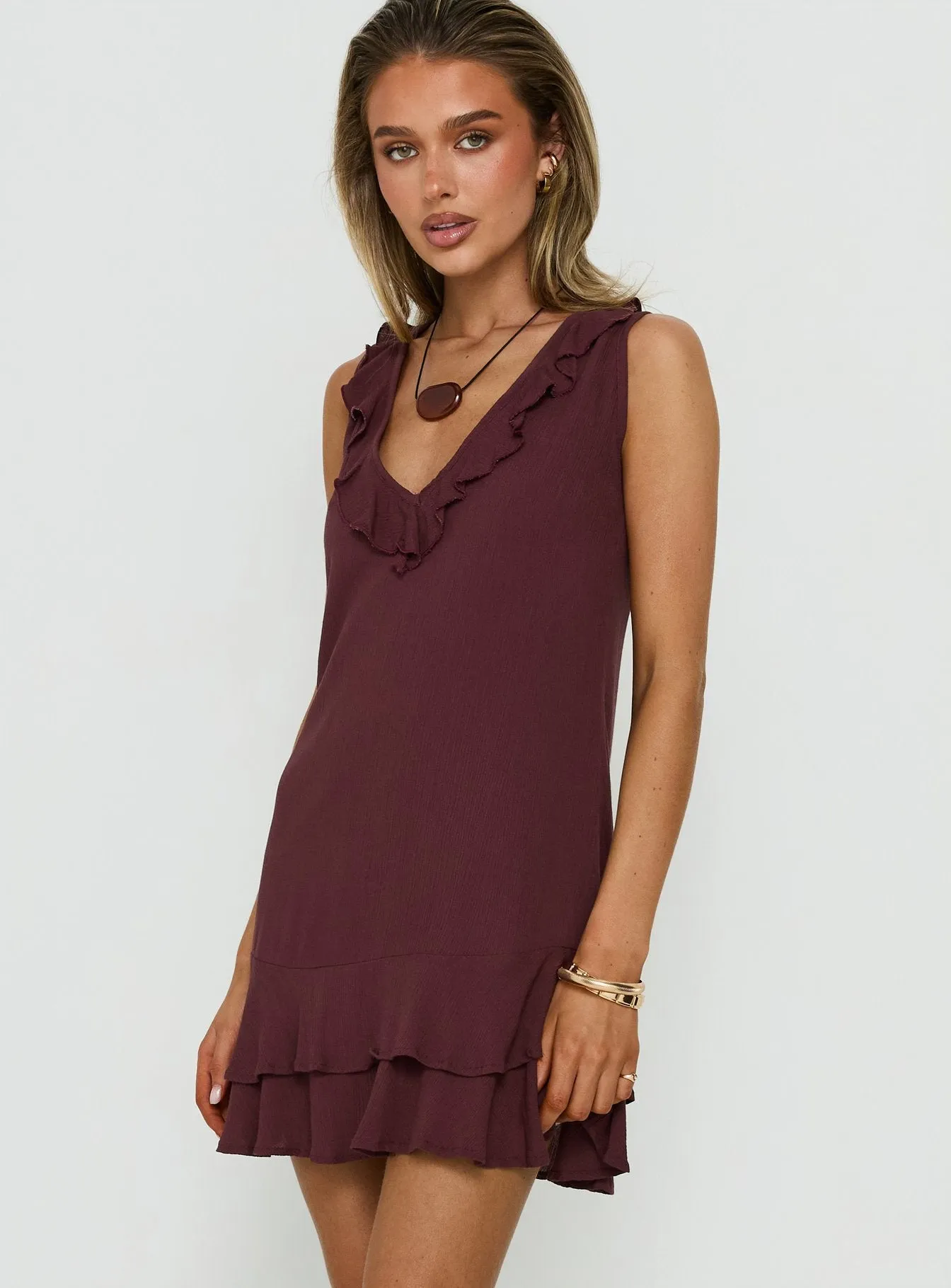 Swade Mini Dress Crinkle Plum sold by Princess Polly product image thumbnail 4