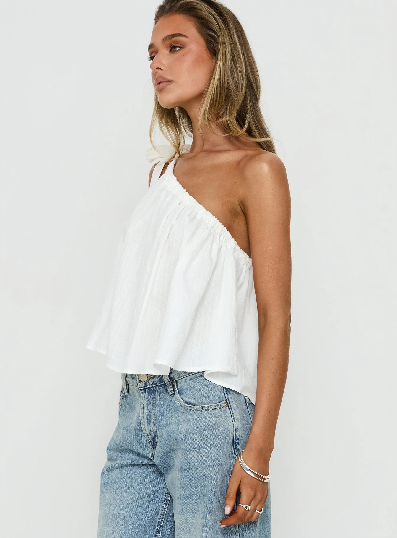 Klyne One Shoulder Top White sold by Princess Polly product image thumbnail 4
