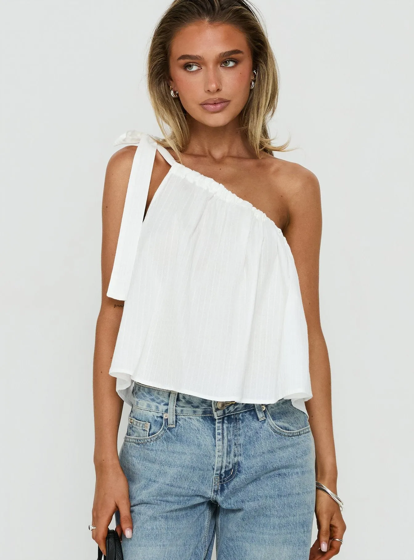 Klyne One Shoulder Top White sold by Princess Polly product image thumbnail 2