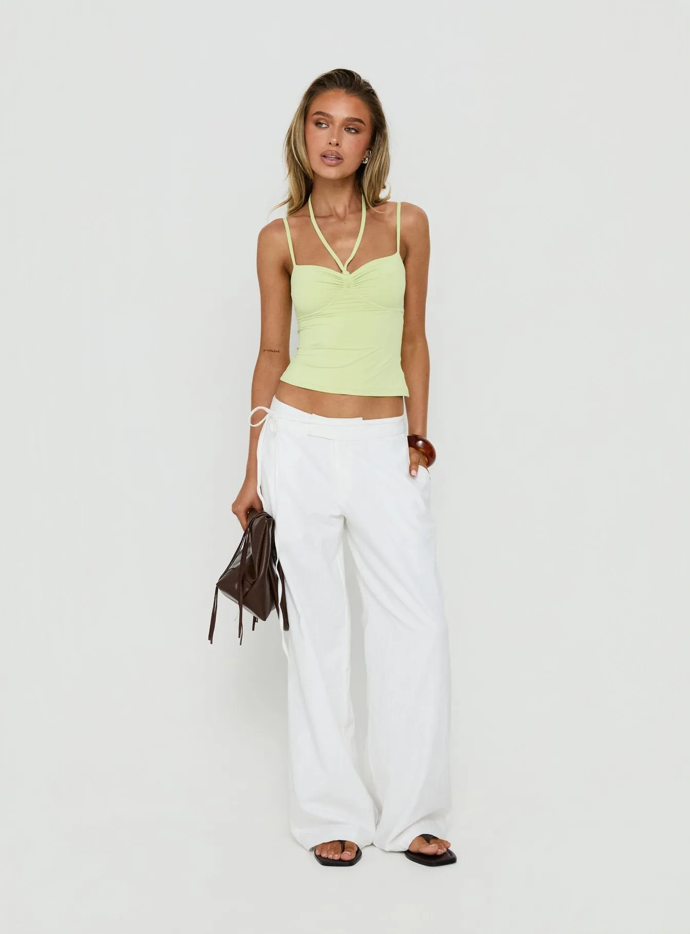 Isamie Drawstring Tie Wrap Top Lime sold by Princess Polly product image thumbnail 2