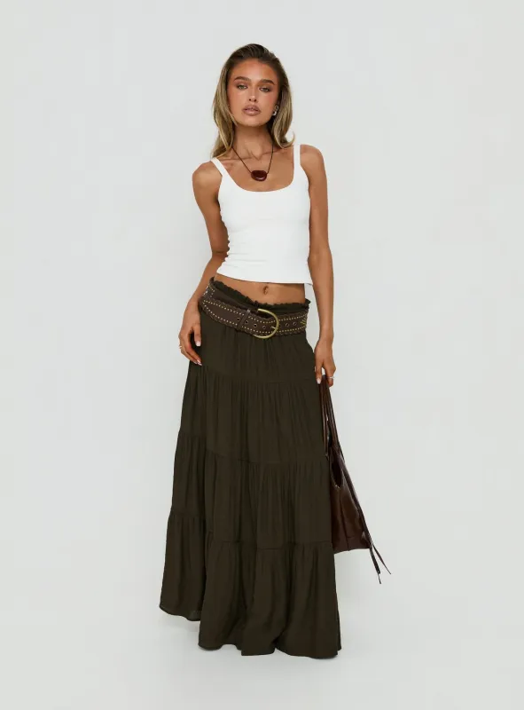 Mya Maxi Skirt Chocolate made by Princess Polly