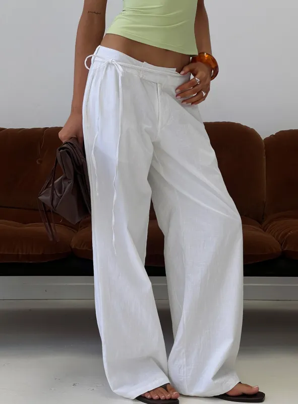 Mylana Straight Leg Tie Pants White made by Princess Polly