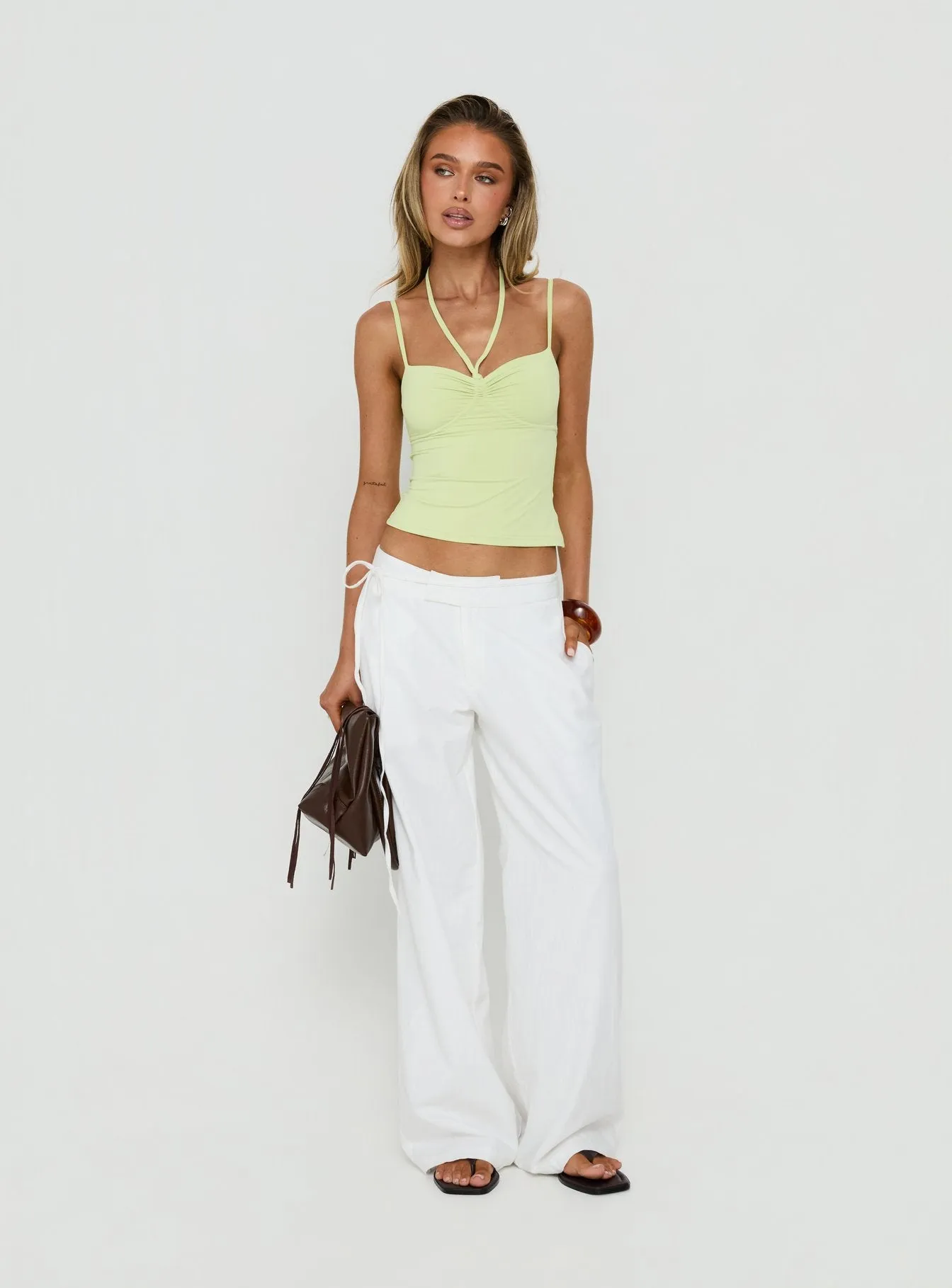 Mylana Straight Leg Tie Pants White sold by Princess Polly product image thumbnail 3