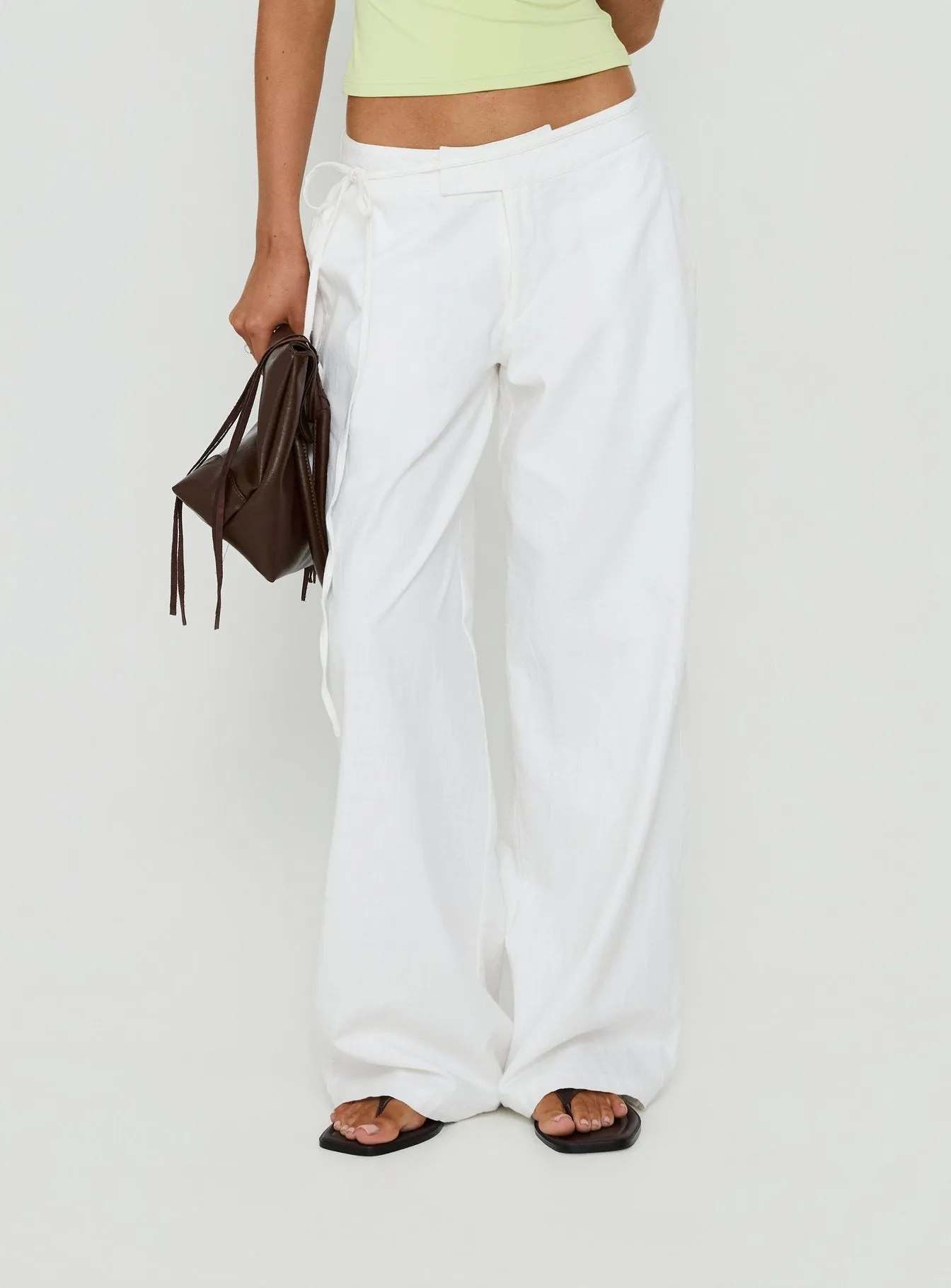 Mylana Straight Leg Tie Pants White sold by Princess Polly product image thumbnail 2