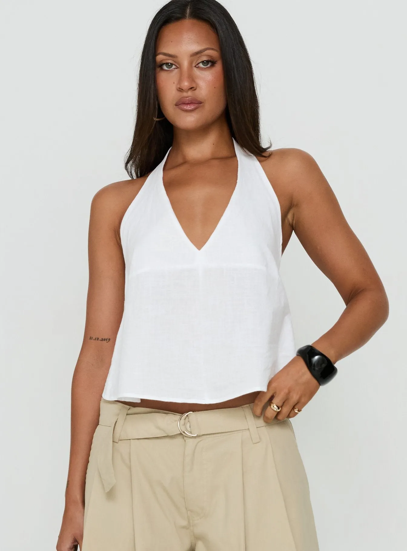 Faira Halter Top White sold by Princess Polly product image thumbnail 2
