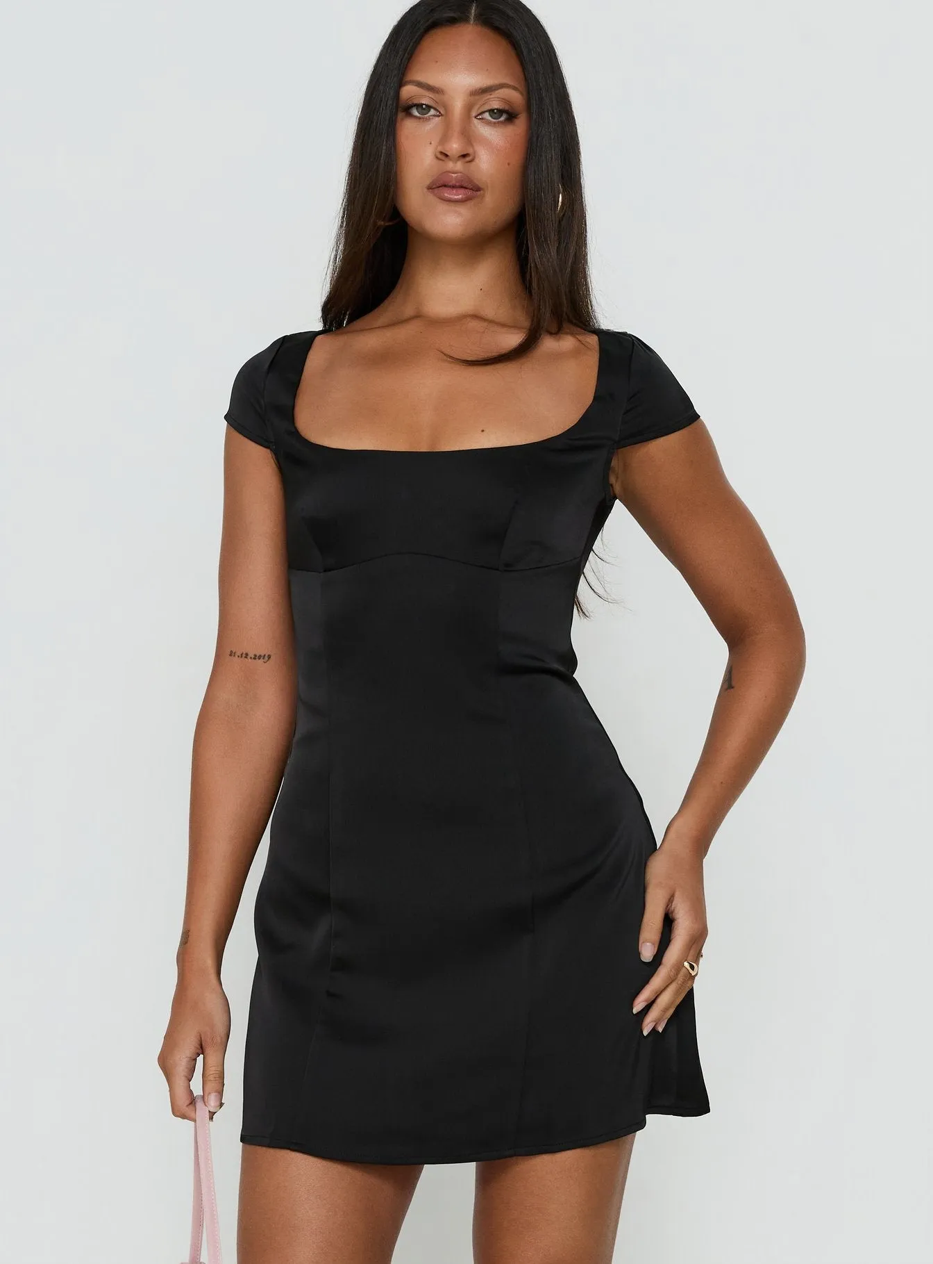 Nobodys Girl Scoop Neck Mini Dress Black sold by Princess Polly