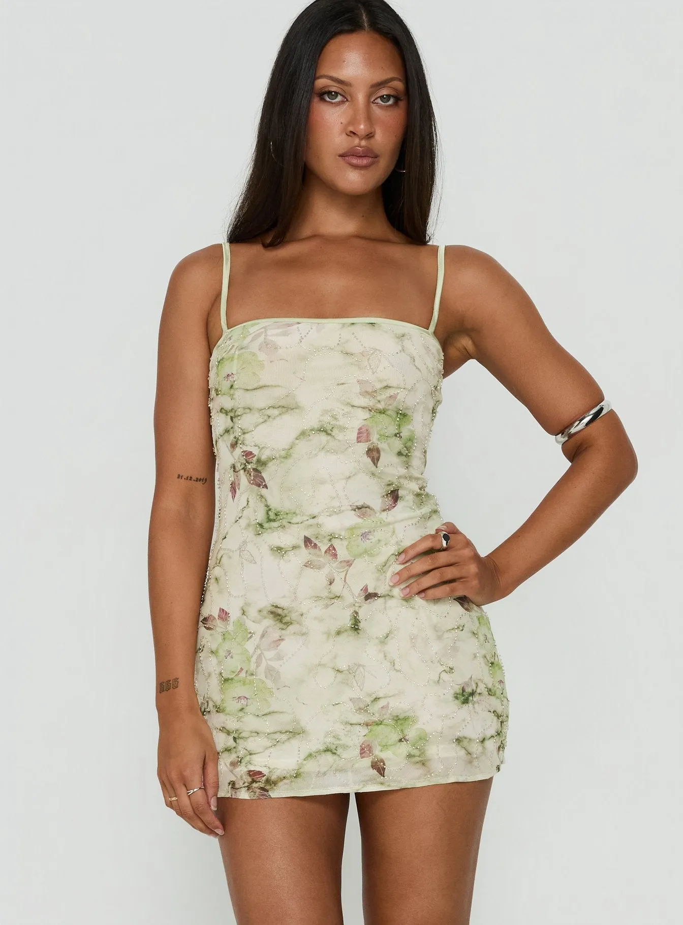 Fienna Beaded Mini Dress Green Multi sold by Princess Polly product image thumbnail 2