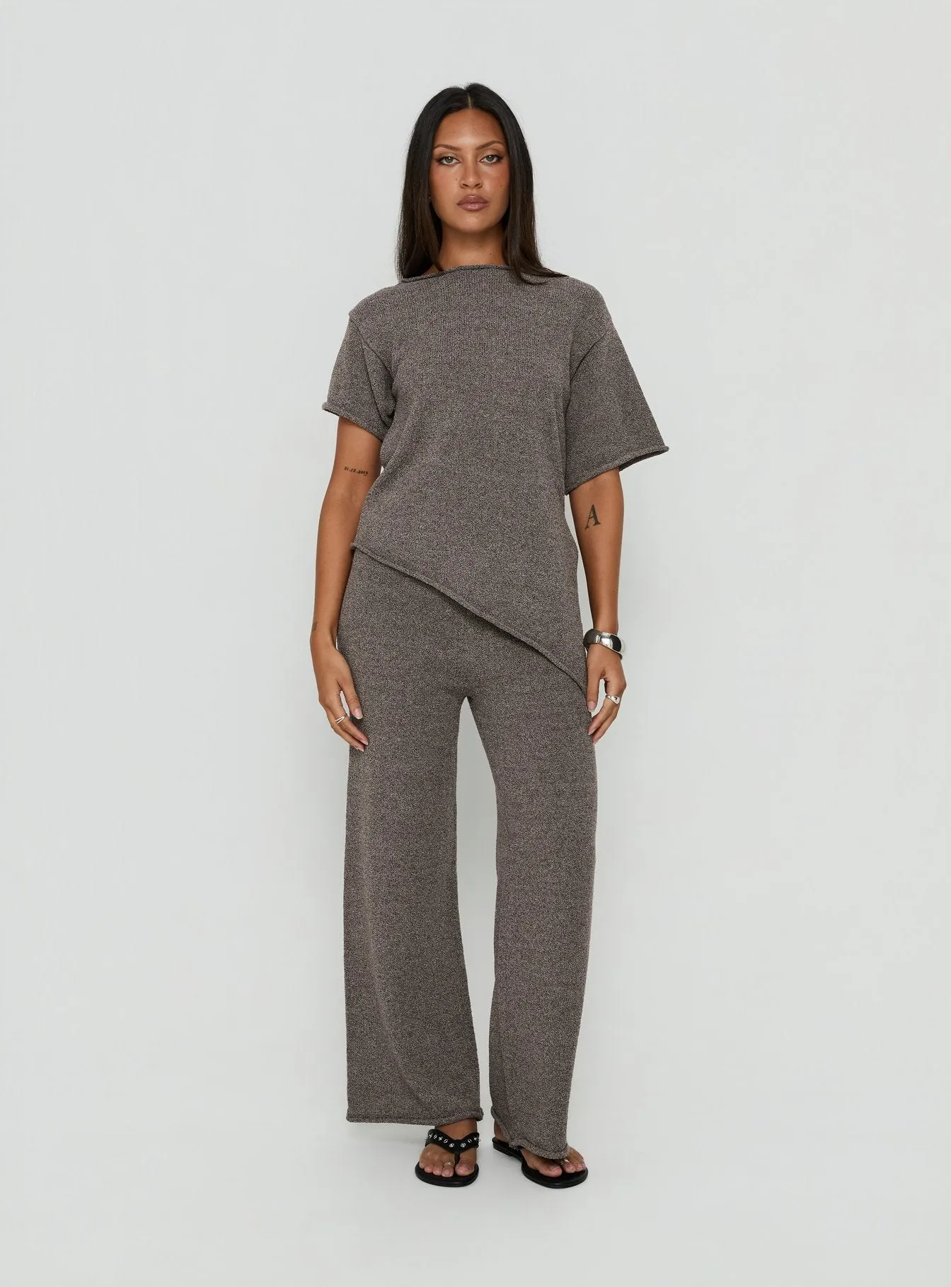 Calisse Knit Wide Leg Pants Mocha sold by Princess Polly product image thumbnail 3