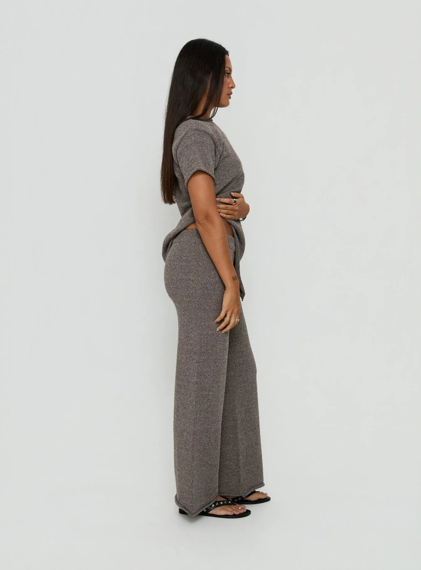Calisse Knit Wide Leg Pants Mocha sold by Princess Polly product image thumbnail 4