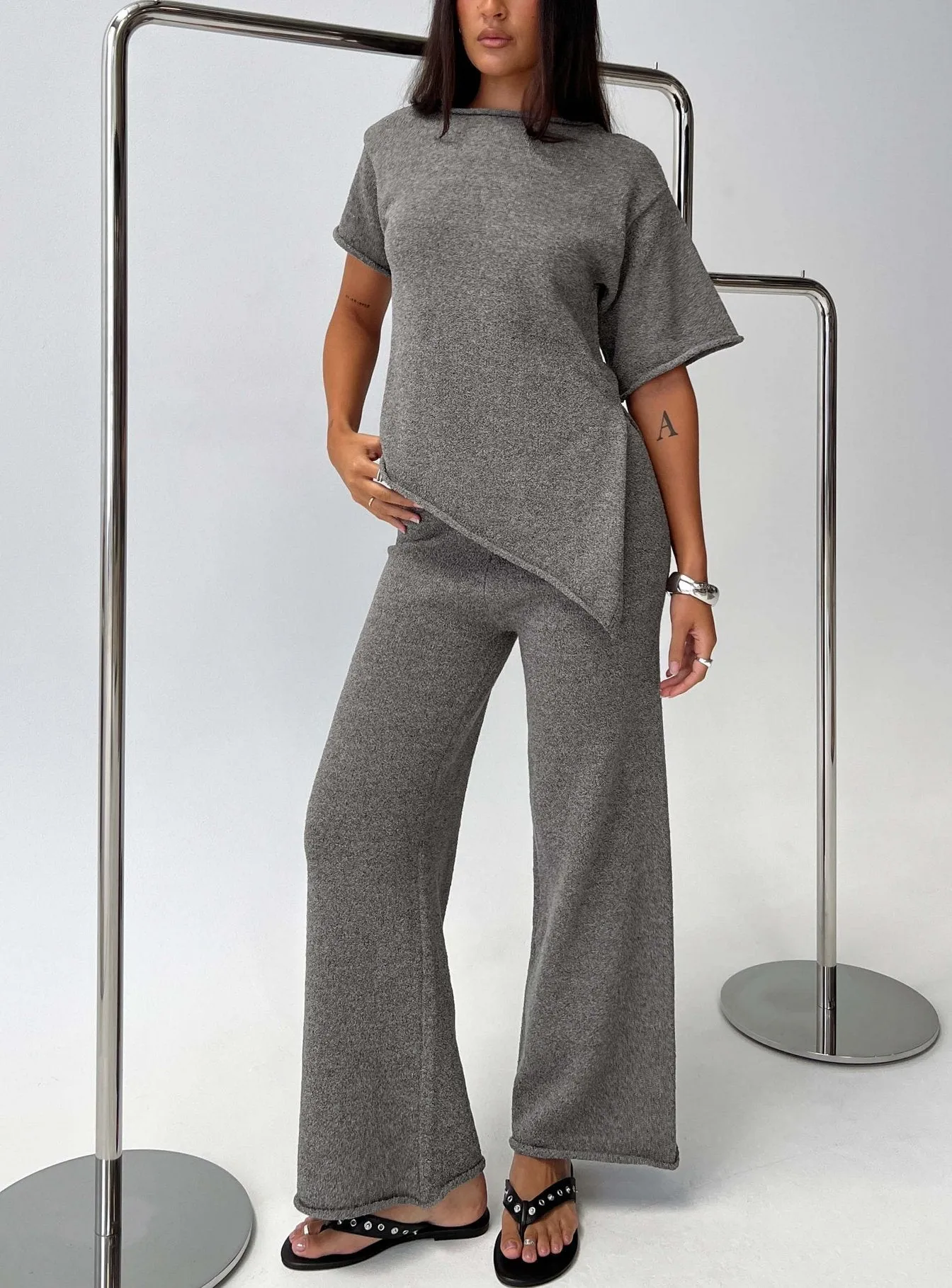 Calisse Knit Wide Leg Pants Mocha sold by Princess Polly