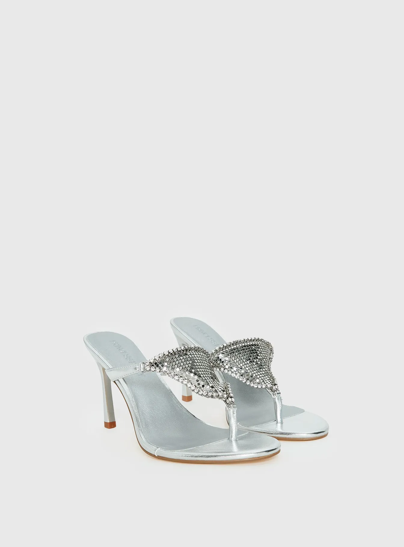 Miss You More Glitter Mesh Heels Silver sold by Princess Polly product image thumbnail 3