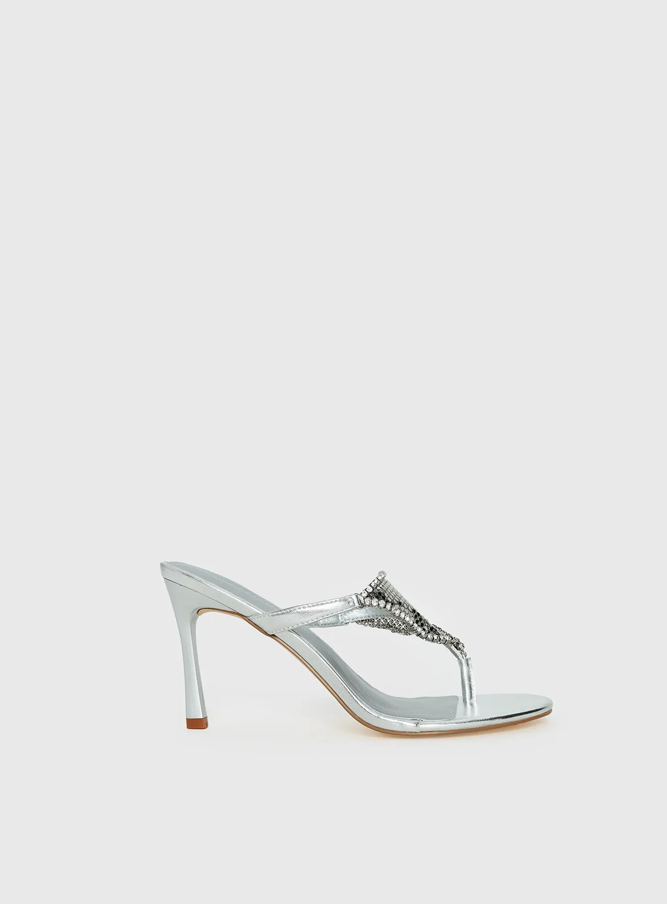 Miss You More Glitter Mesh Heels Silver sold by Princess Polly product image thumbnail 2