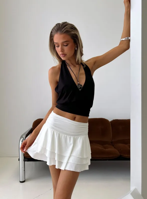 Kaelina Ruched Frill Skort White made by Princess Polly
