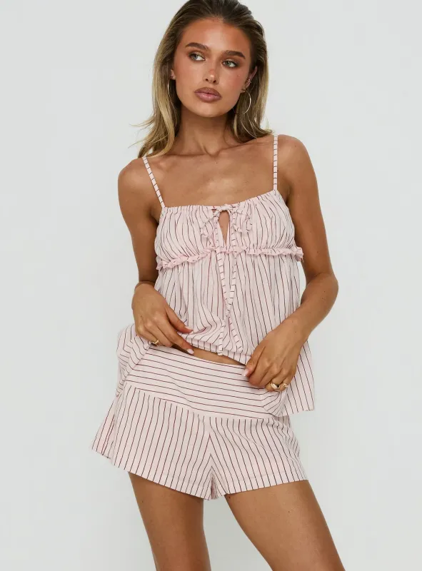 Terza Foldover Micro Shorts Pink Stripe made by Princess Polly