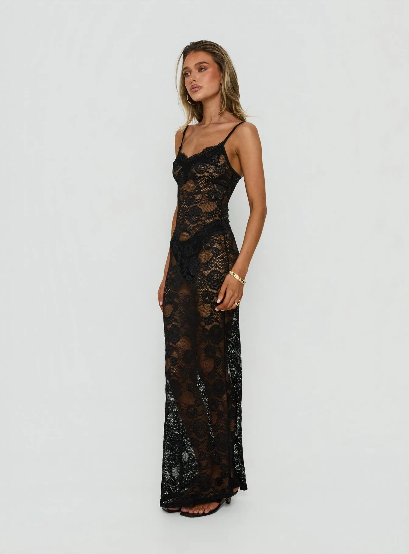 Rorah Sheer Lace Maxi Dress Black sold by Princess Polly product image thumbnail 4