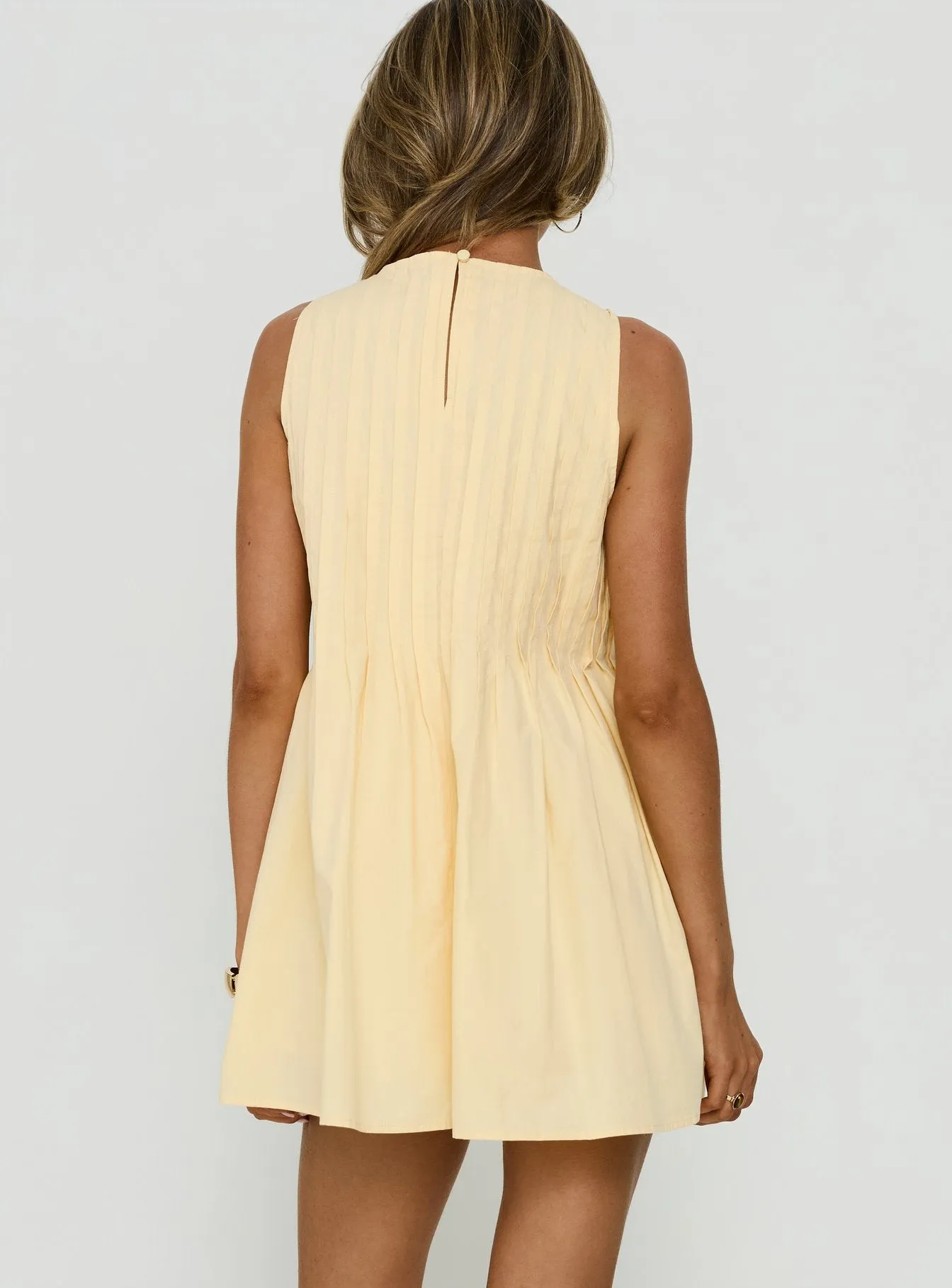 Dreamboat Pleated Mini Dress Yellow sold by Princess Polly product image thumbnail 4