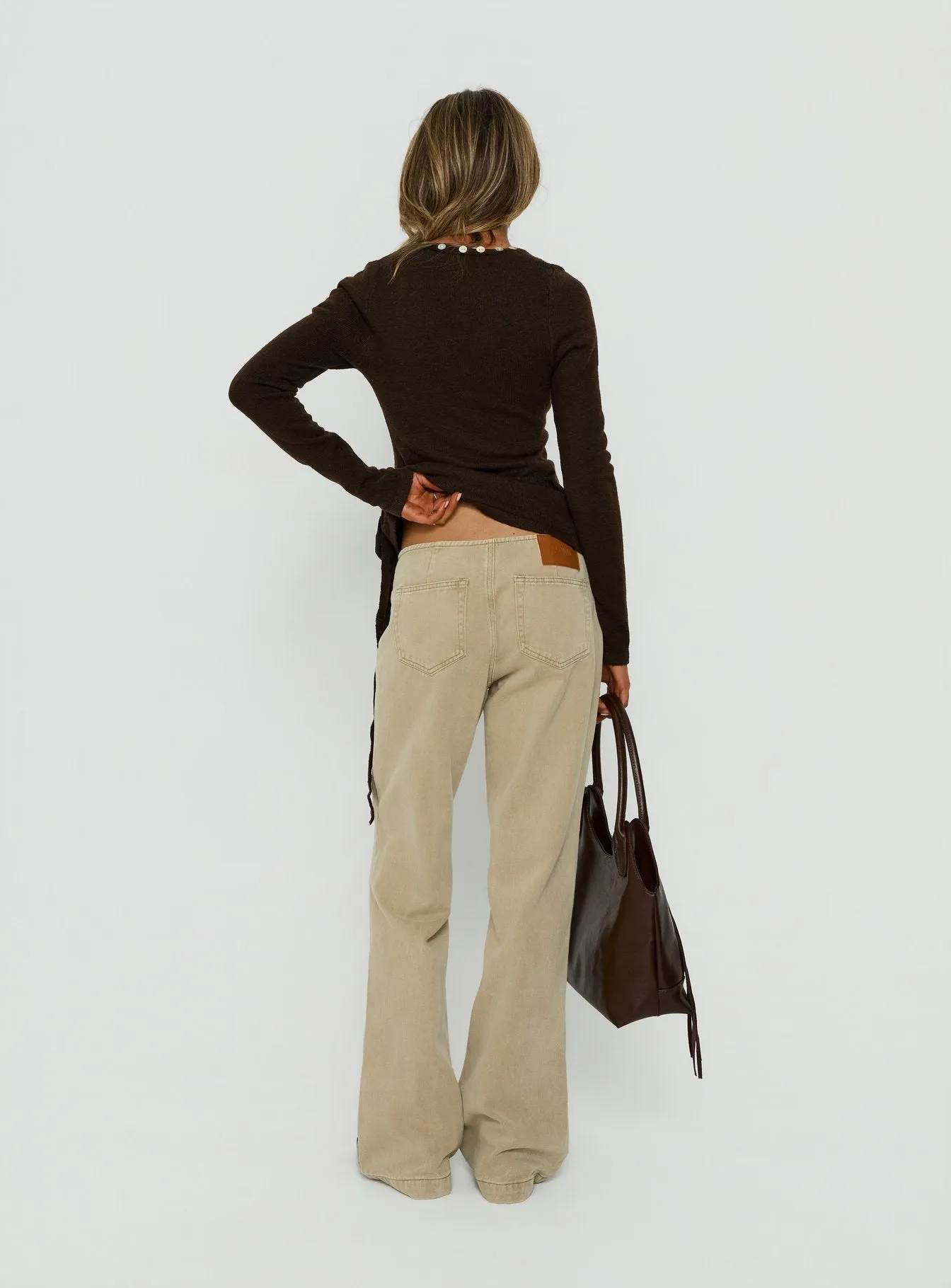 Buenos No Waist Low Rise Straight Leg Jeans Washed Khaki sold by Princess Polly product image thumbnail 5