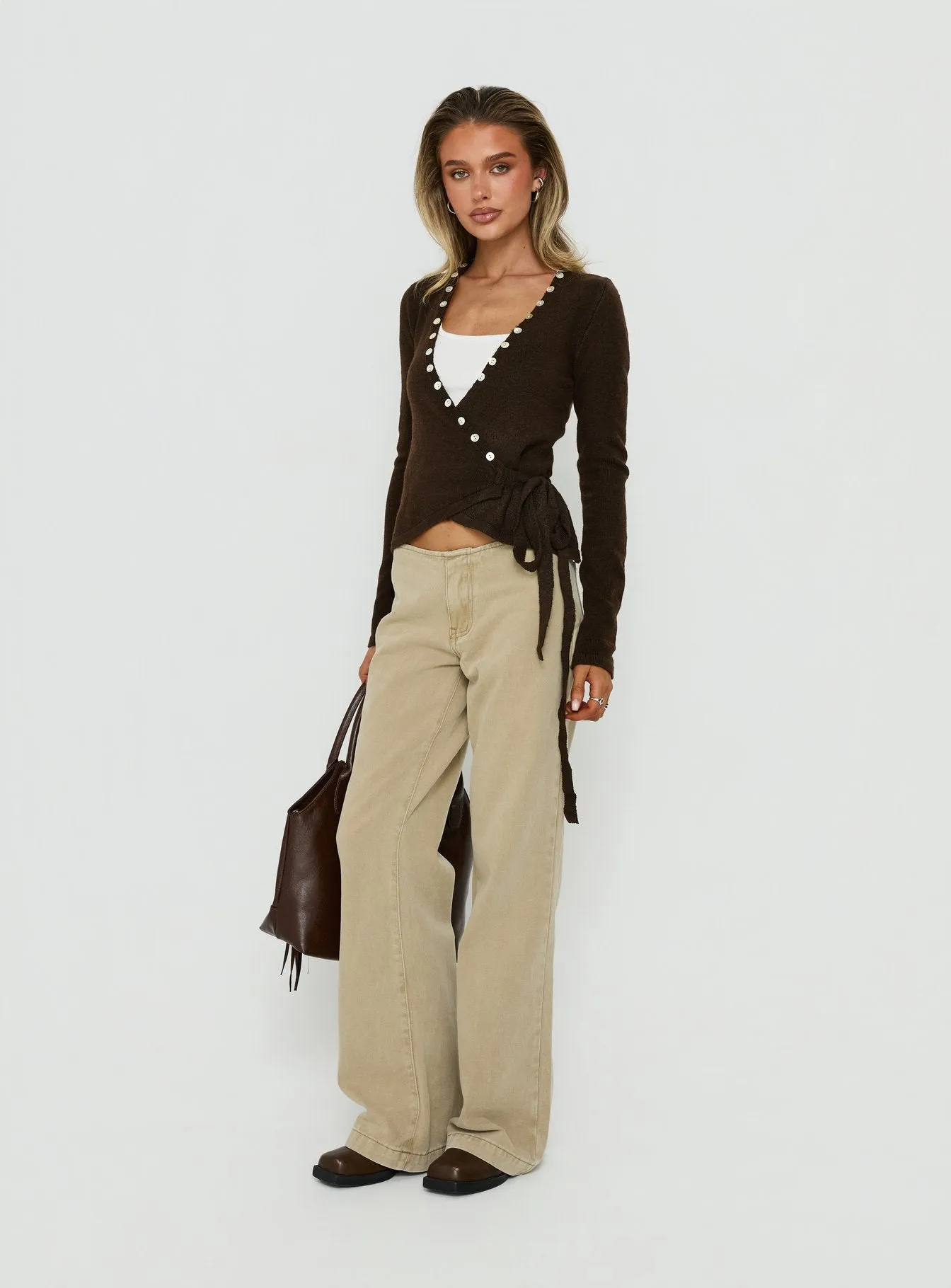 Buenos No Waist Low Rise Straight Leg Jeans Washed Khaki sold by Princess Polly product image thumbnail 4