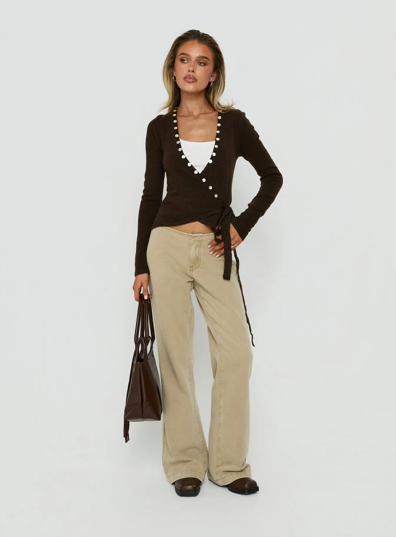 Buenos No Waist Low Rise Straight Leg Jeans Washed Khaki sold by Princess Polly product image thumbnail 3