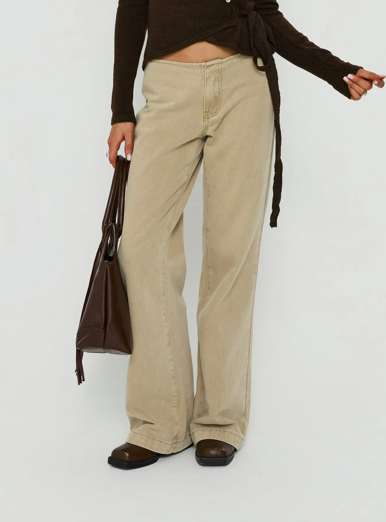 Buenos No Waist Low Rise Straight Leg Jeans Washed Khaki sold by Princess Polly product image thumbnail 2