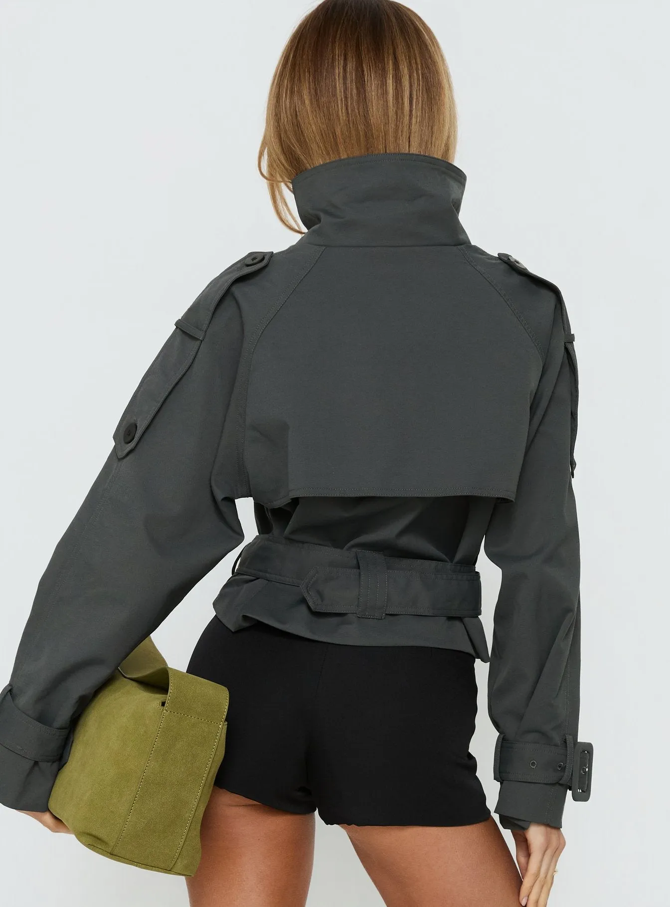 Blanc Cropped Trench Coat Olive sold by Princess Polly product image thumbnail 5