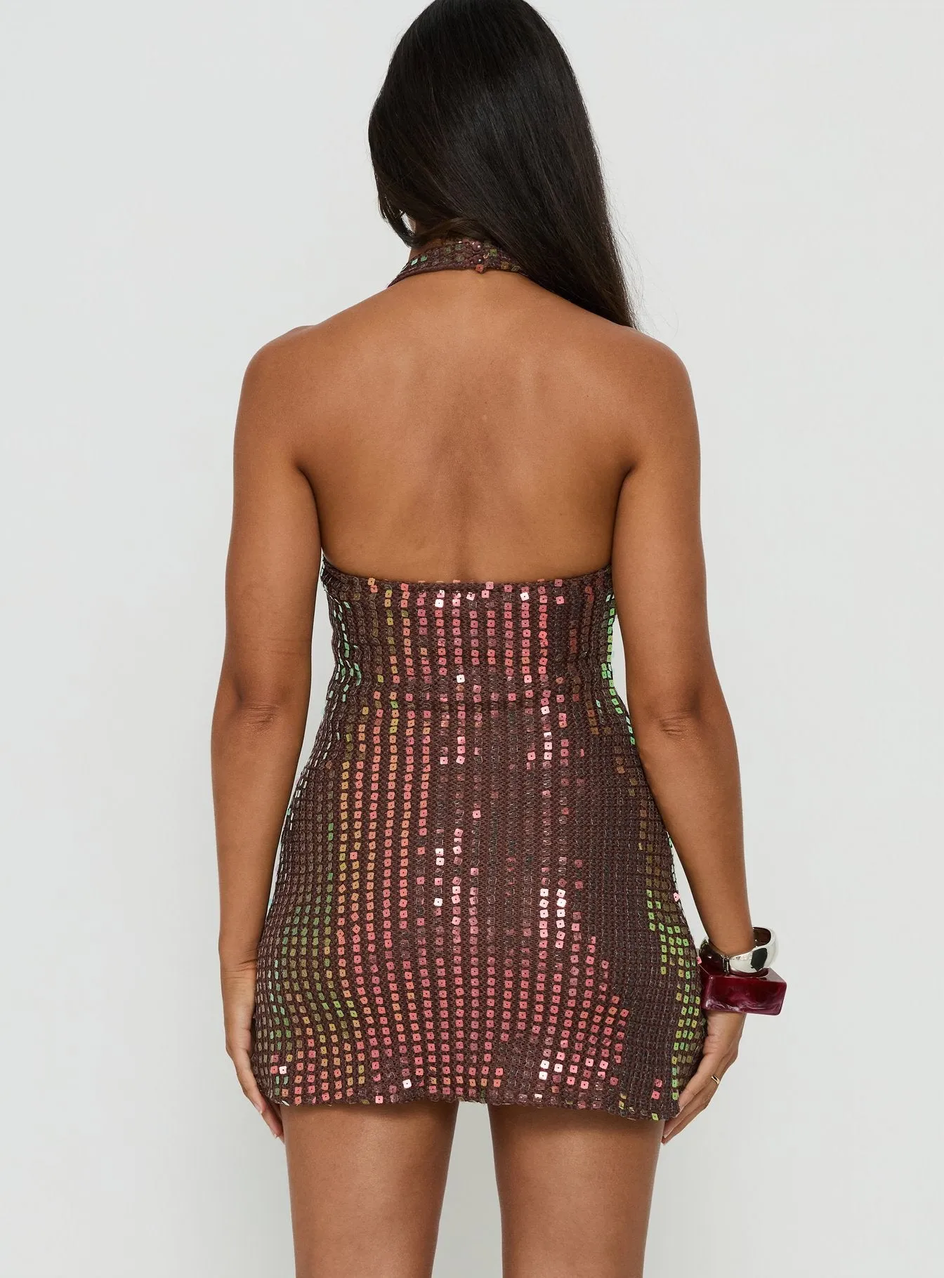 Codamo Mini Dress Dark Brown Shimmer sold by Princess Polly product image thumbnail 5