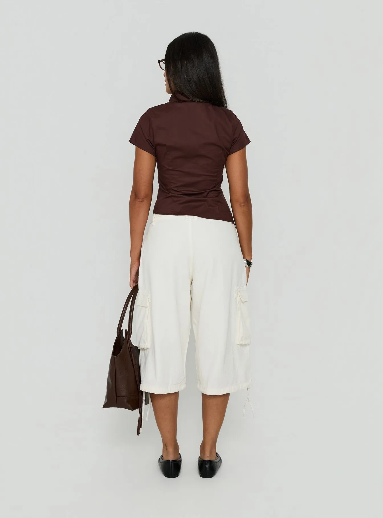 Hudsen Longline Cargo Shorts Cream sold by Princess Polly product image thumbnail 5