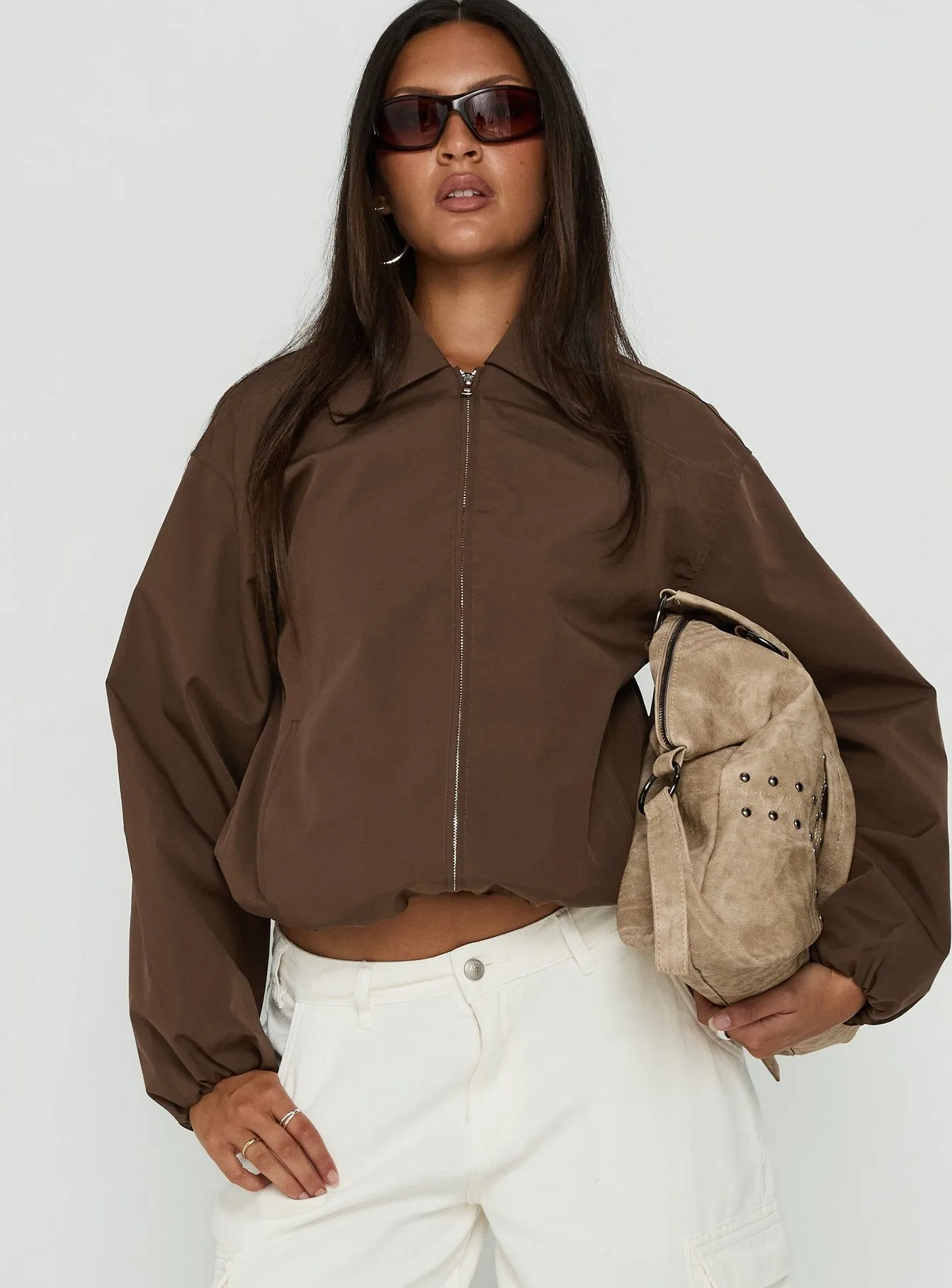Scorpia Canvas Bomber Jacket Dark Brown sold by Princess Polly