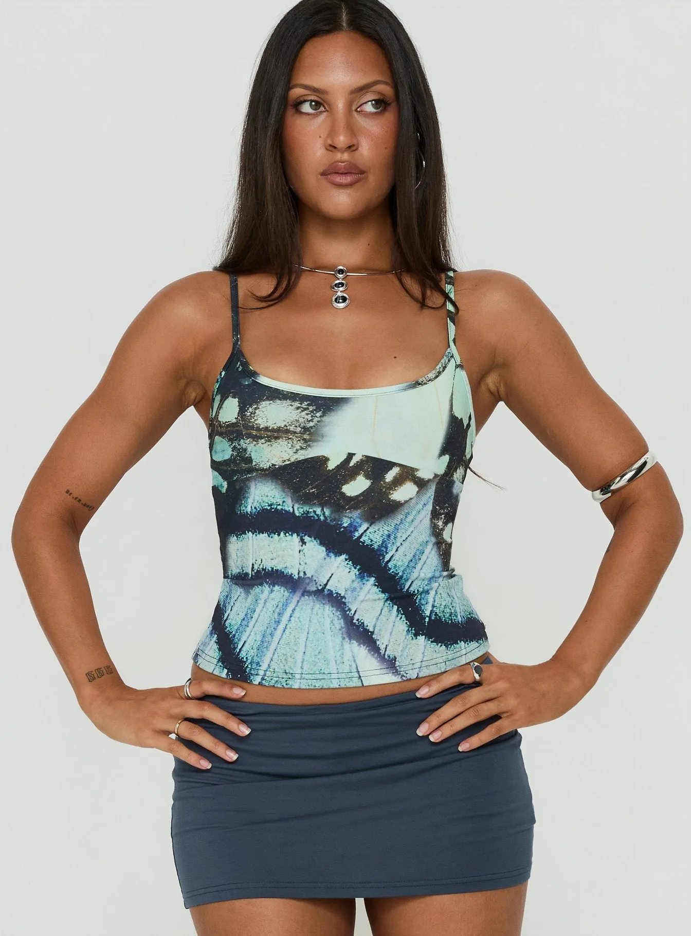 Full Focus Cami Top Blue Butterfly sold by Princess Polly product image thumbnail 2