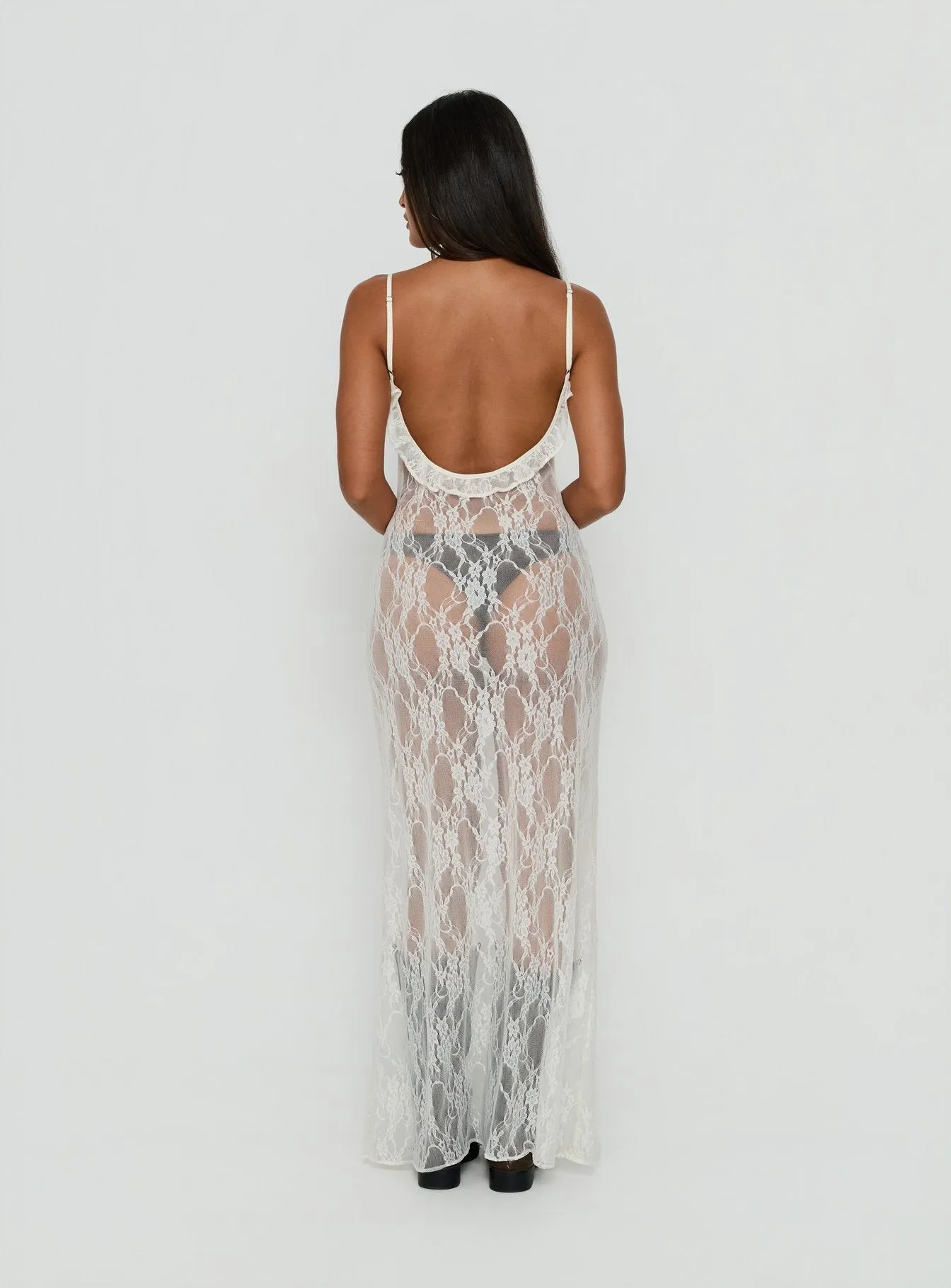 Wall Of Sound Sheer Lace Maxi Dress Antique White sold by Princess Polly product image thumbnail 5