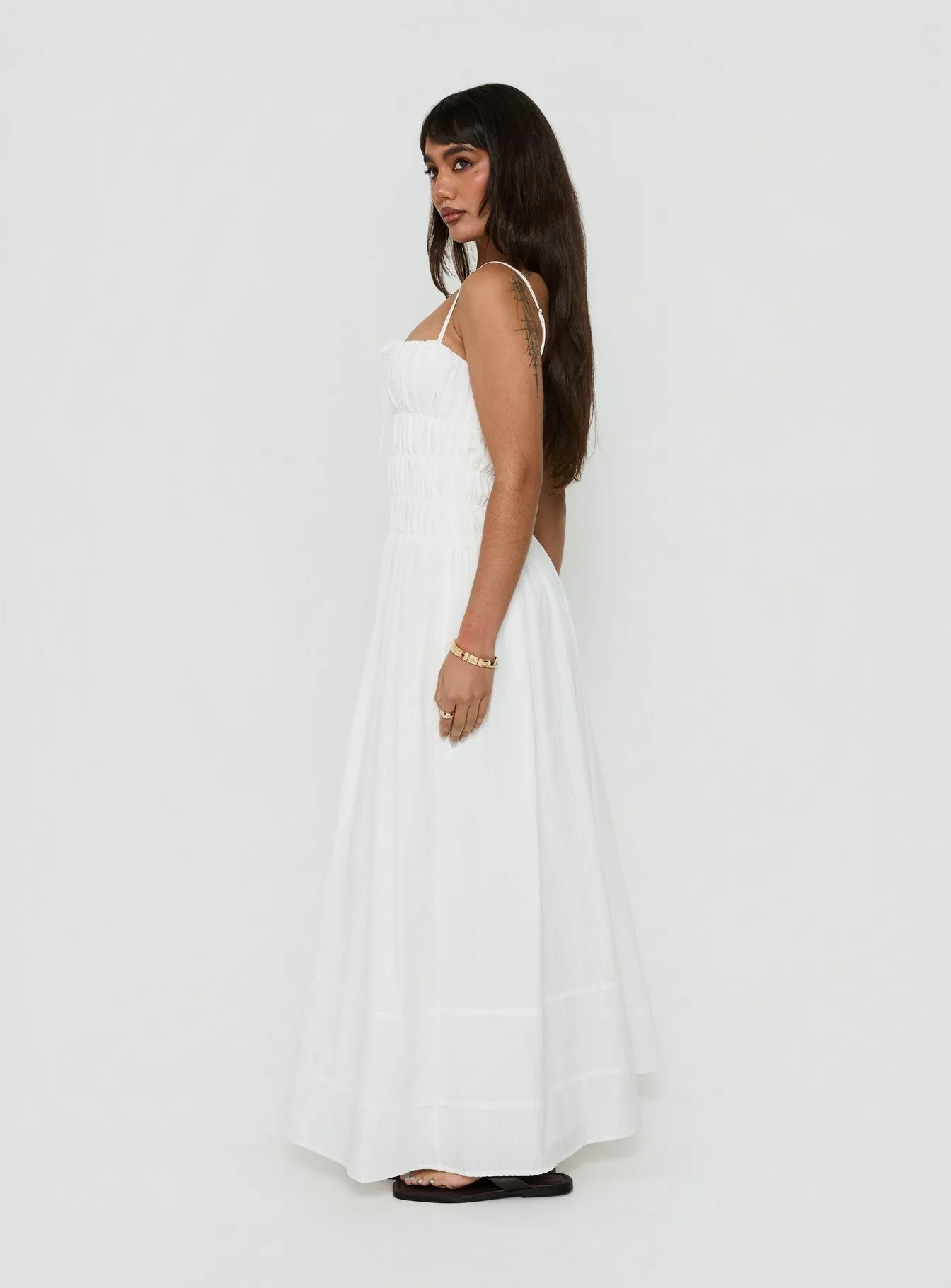 Loralei Shirred Maxi Dress White sold by Princess Polly product image thumbnail 4