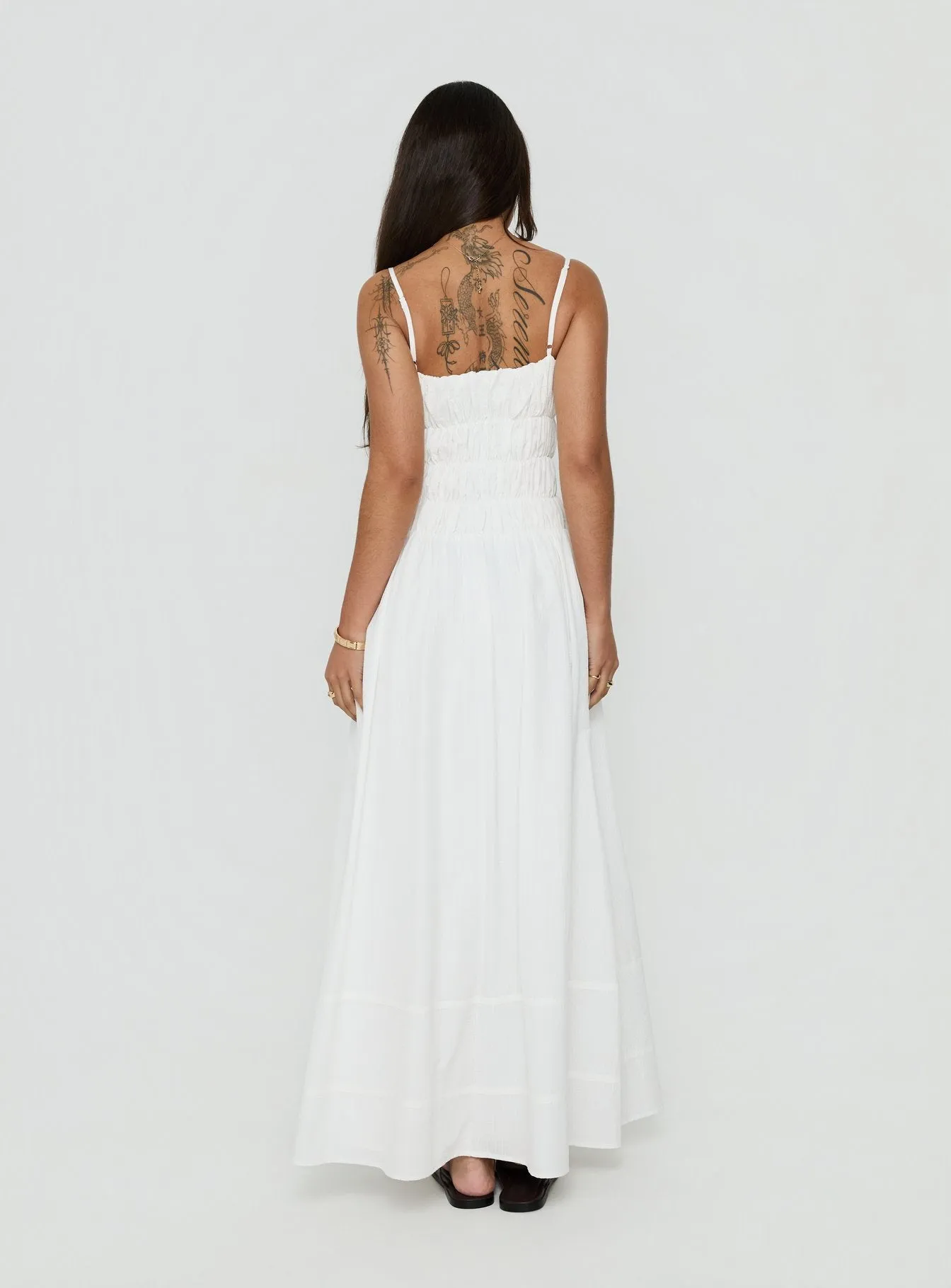 Loralei Shirred Maxi Dress White sold by Princess Polly product image thumbnail 5