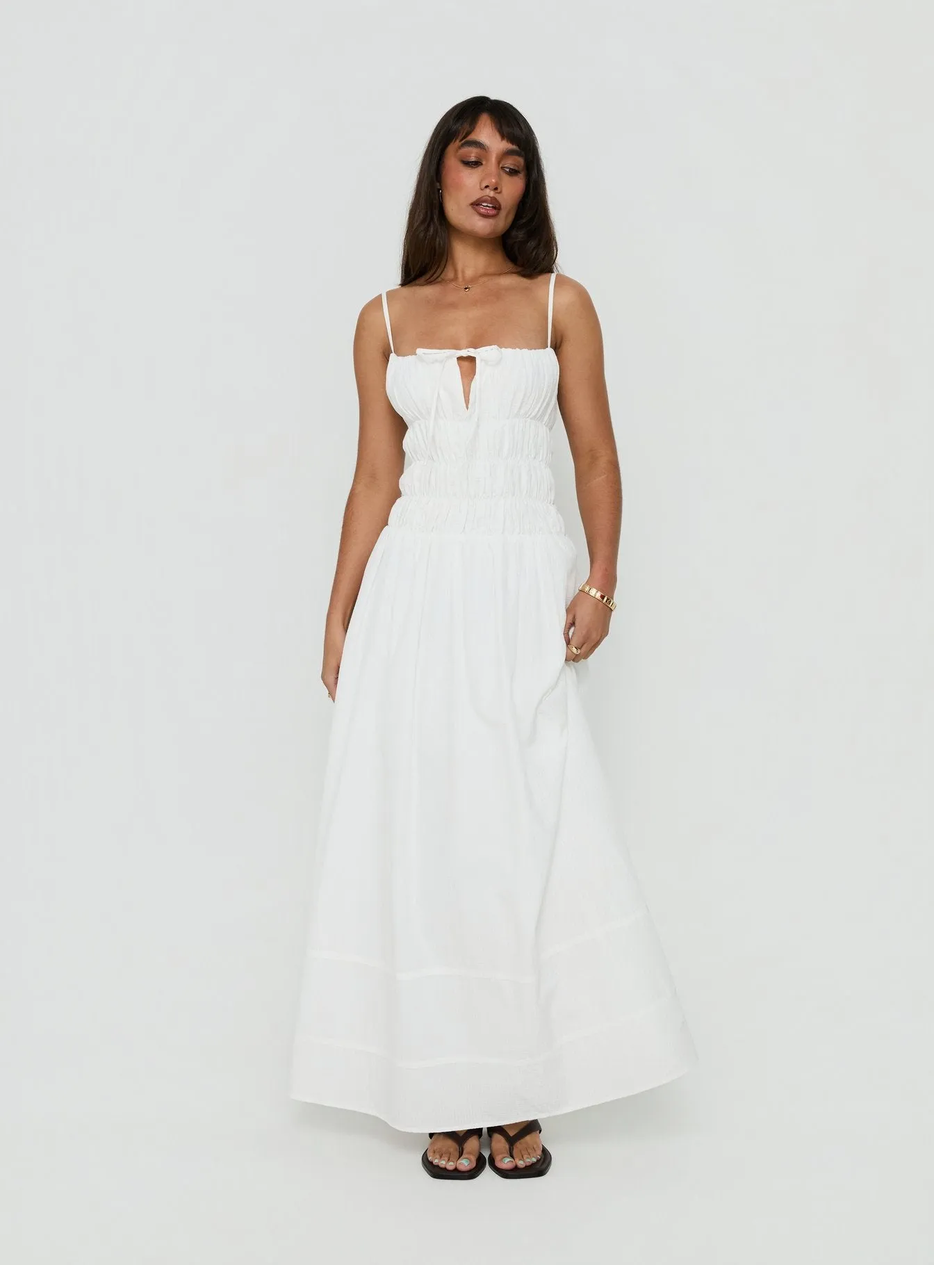 Loralei Shirred Maxi Dress White sold by Princess Polly product image thumbnail 2