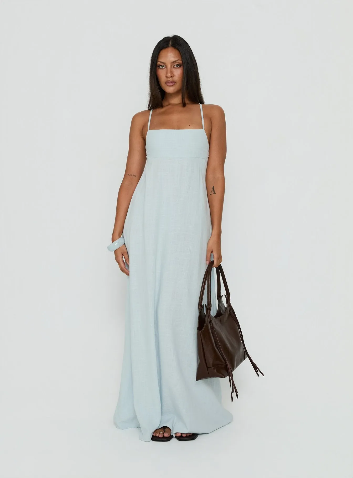 Solie Tie Back Maxi Dress Ice Blue sold by Princess Polly product image thumbnail 2