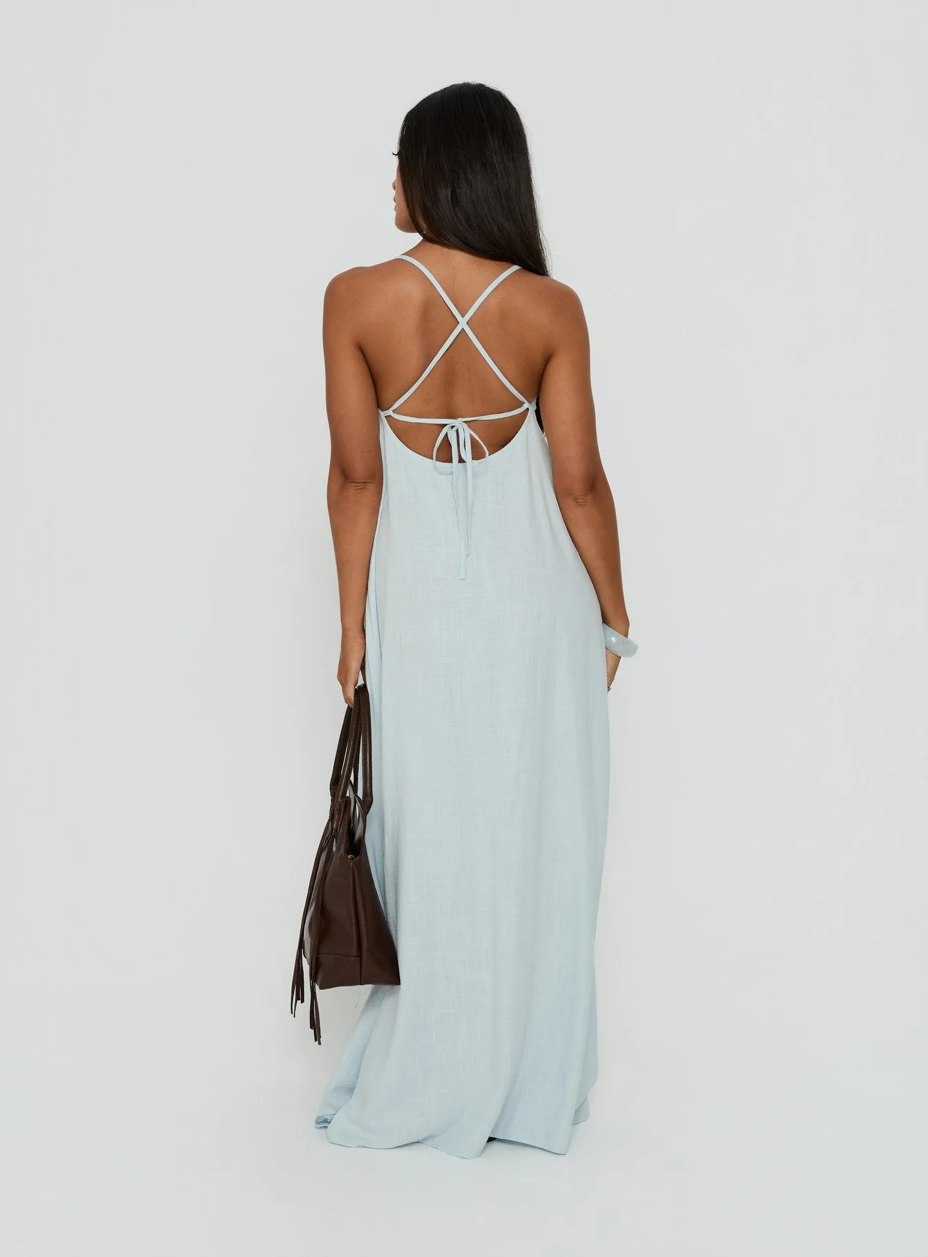 Solie Tie Back Maxi Dress Ice Blue sold by Princess Polly product image thumbnail 4