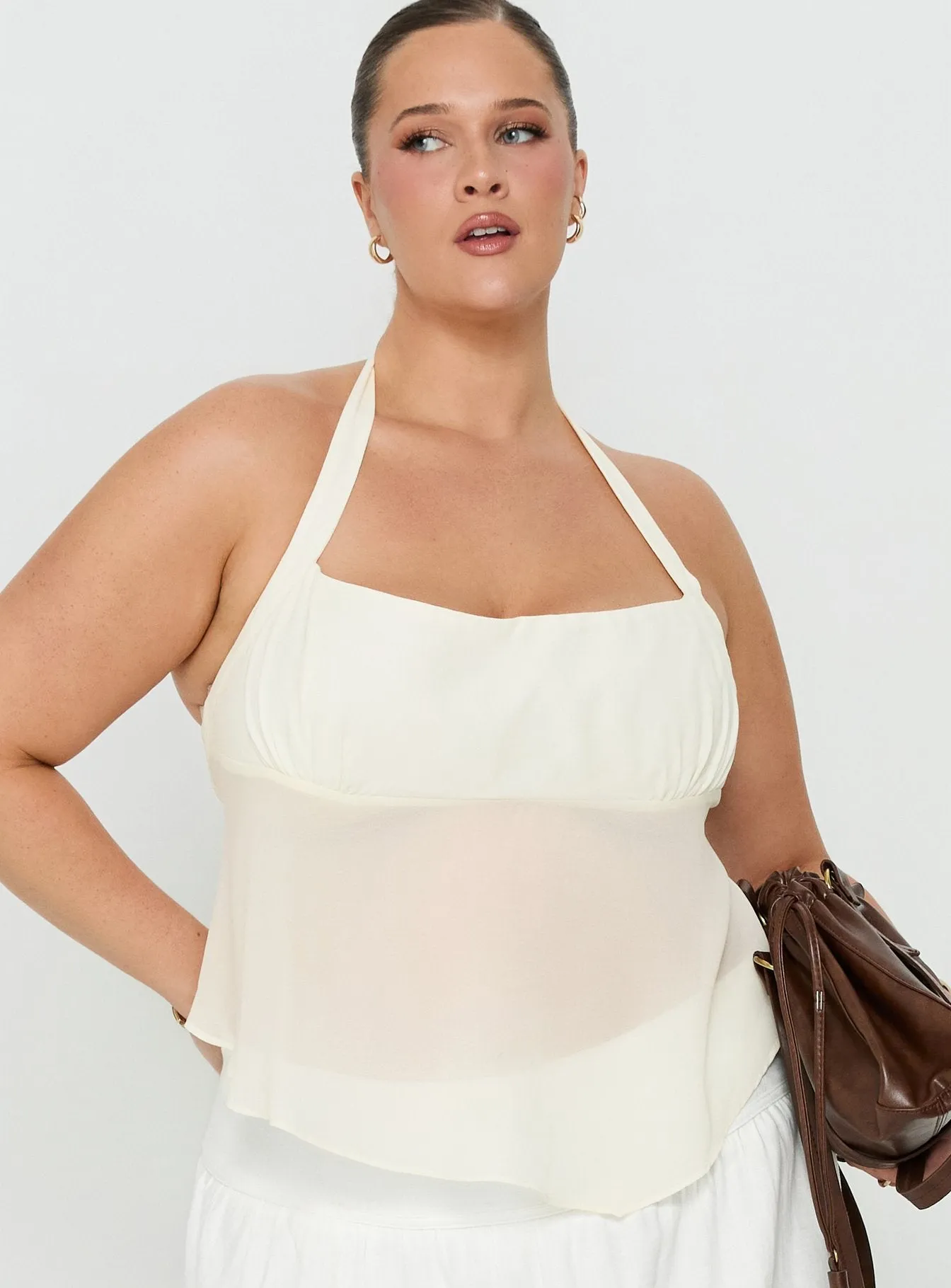 Finesse Halter Top Yellow Curve sold by Princess Polly product image thumbnail 2
