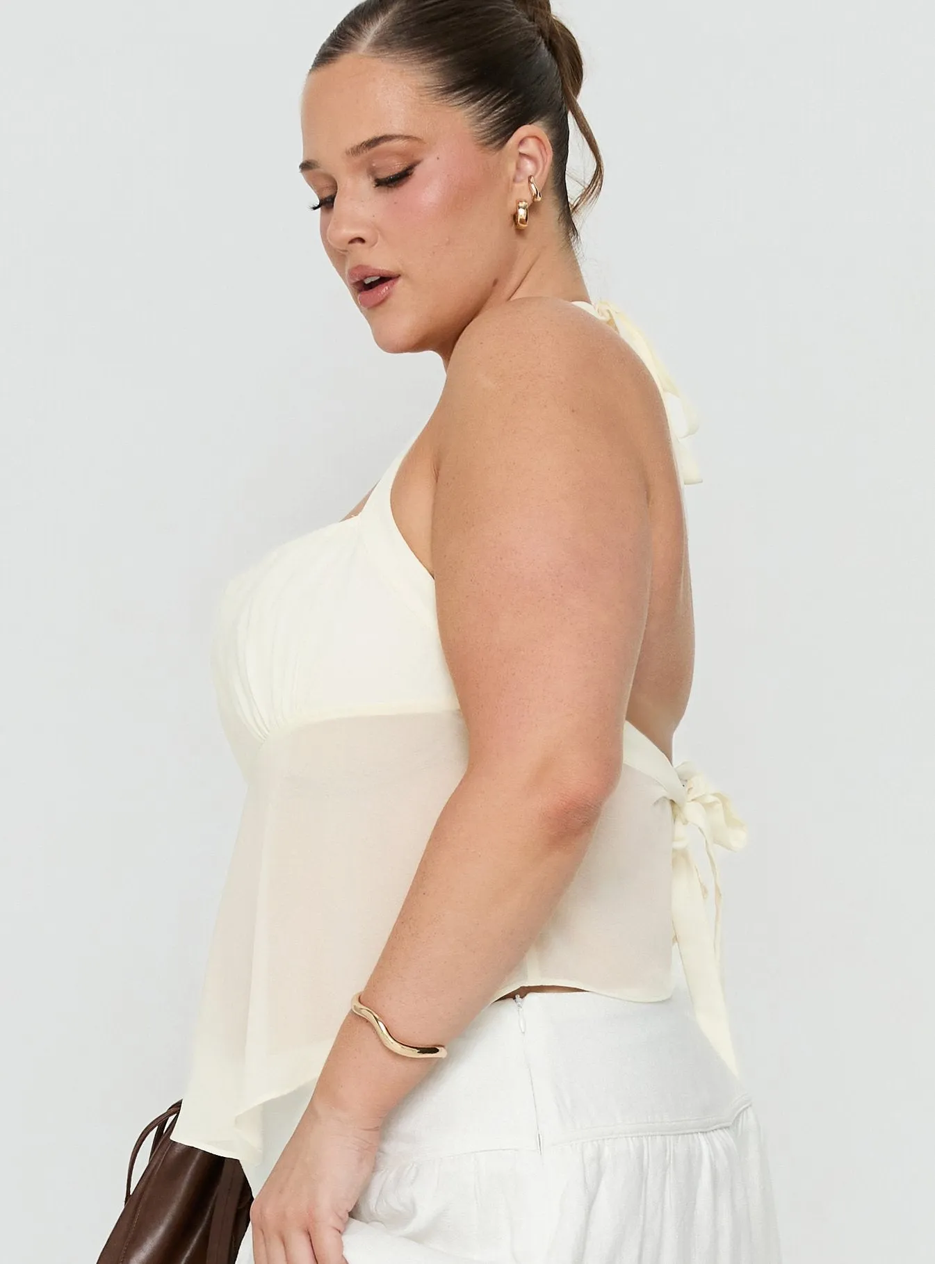 Finesse Halter Top Yellow Curve sold by Princess Polly product image thumbnail 4