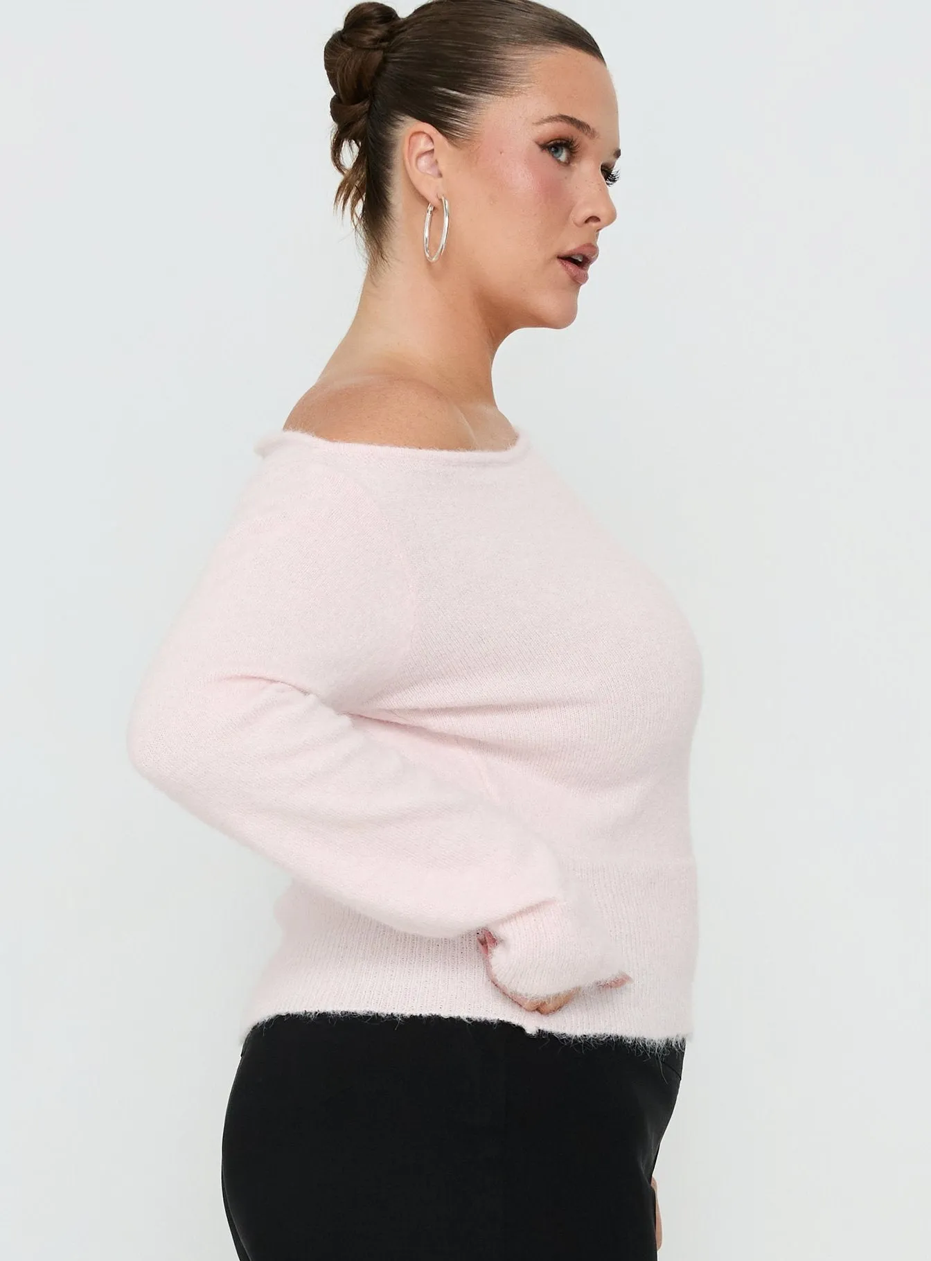 Selbey Fluffy Cinched Waist Off Shoulder Top Pink Curve sold by Princess Polly product image thumbnail 4