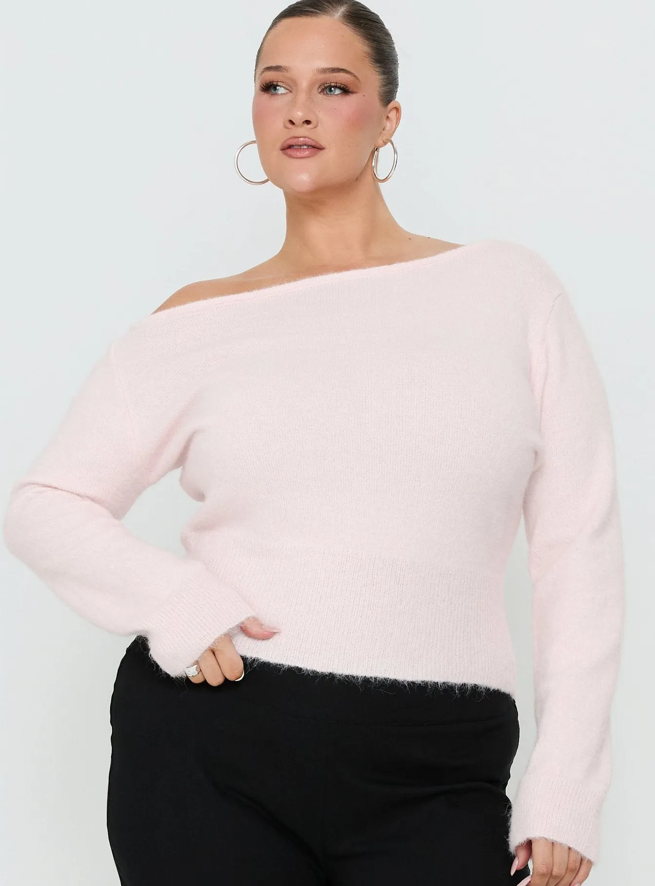 Selbey Fluffy Cinched Waist Off Shoulder Top Pink Curve sold by Princess Polly product image thumbnail 2