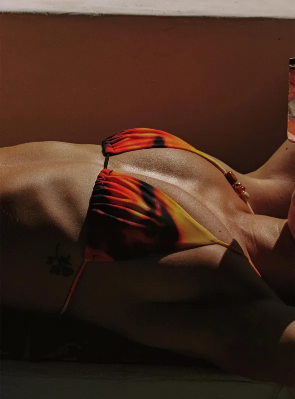 Jenner Triangle Bikini Top Orange Multi made by Princess Polly