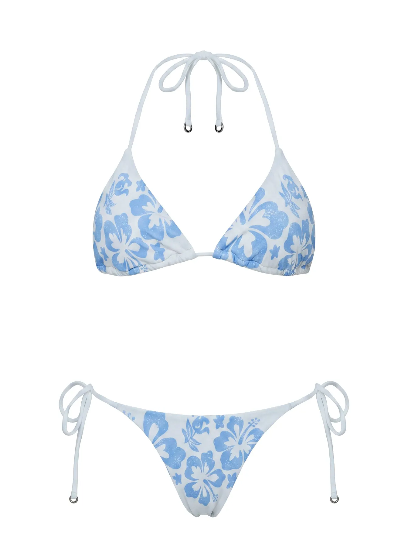 Jenner Triangle Bikini Top Blue / White Hibiscus sold by Princess Polly product image thumbnail 5