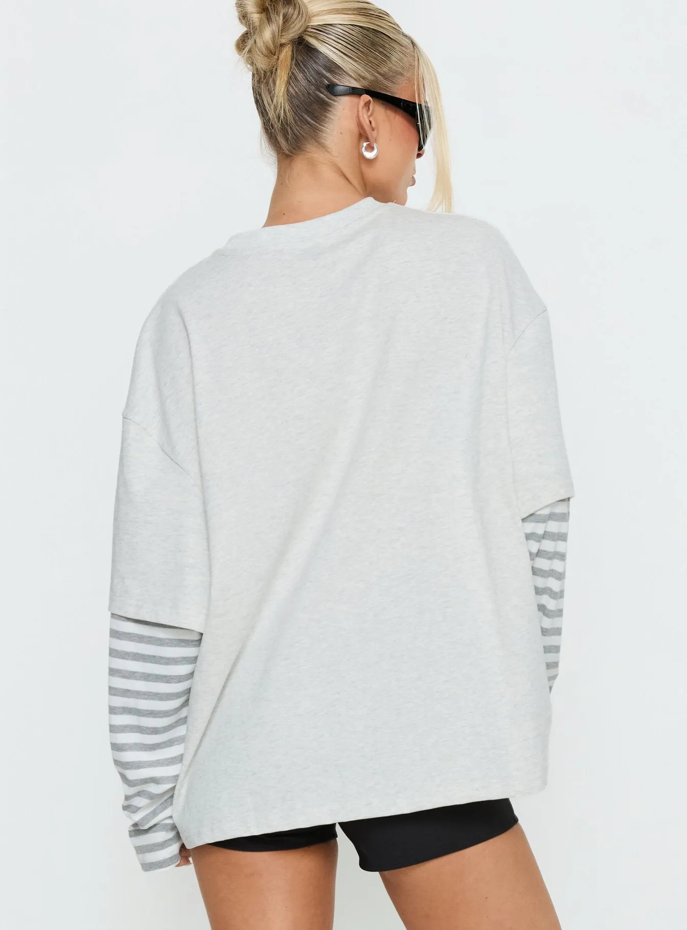 Ryann Long Sleeve Layered Top Grey / White Stripe sold by Princess Polly product image thumbnail 5