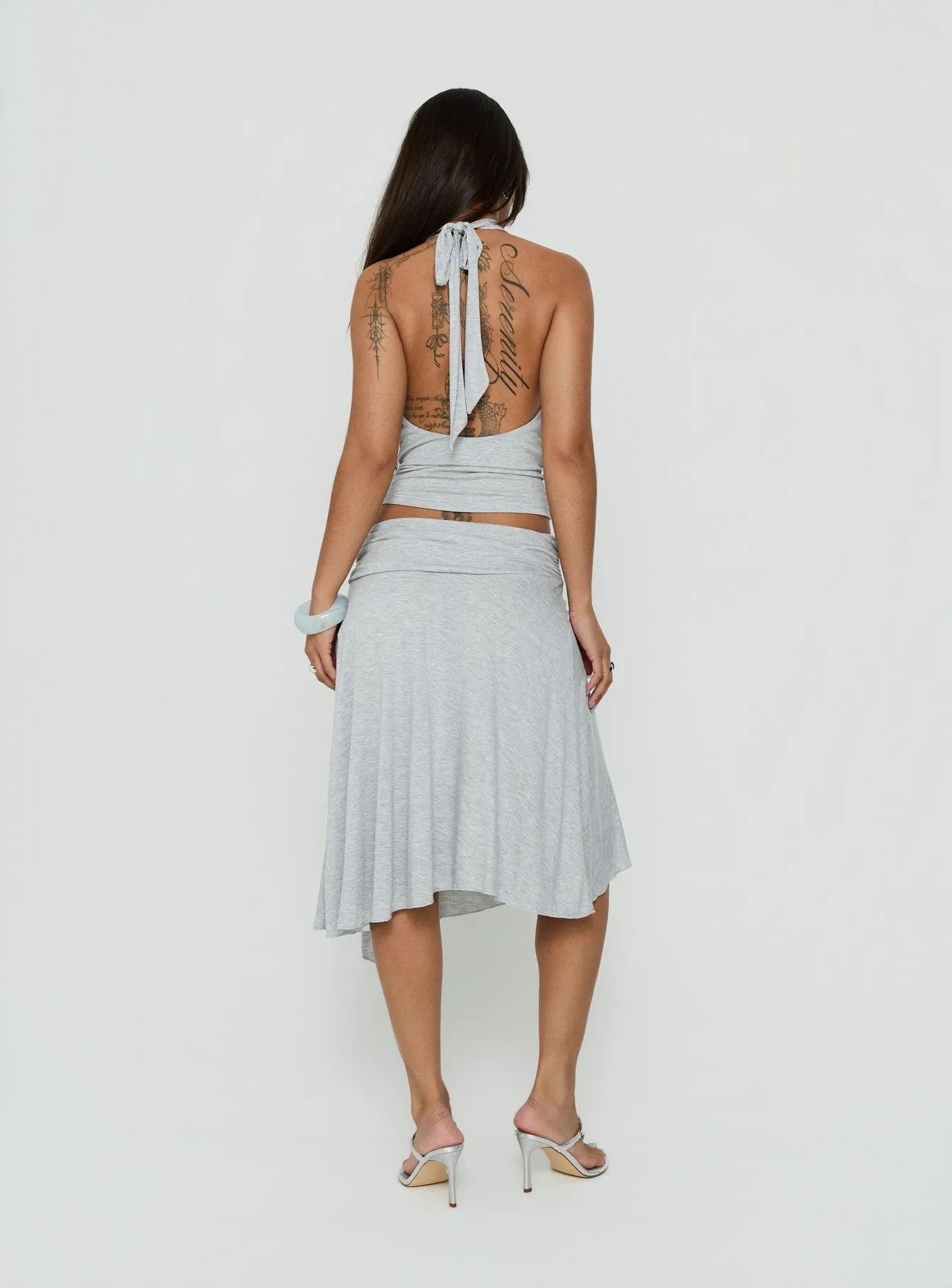 Iselda Draped Midi Skirt Grey Marle sold by Princess Polly product image thumbnail 5